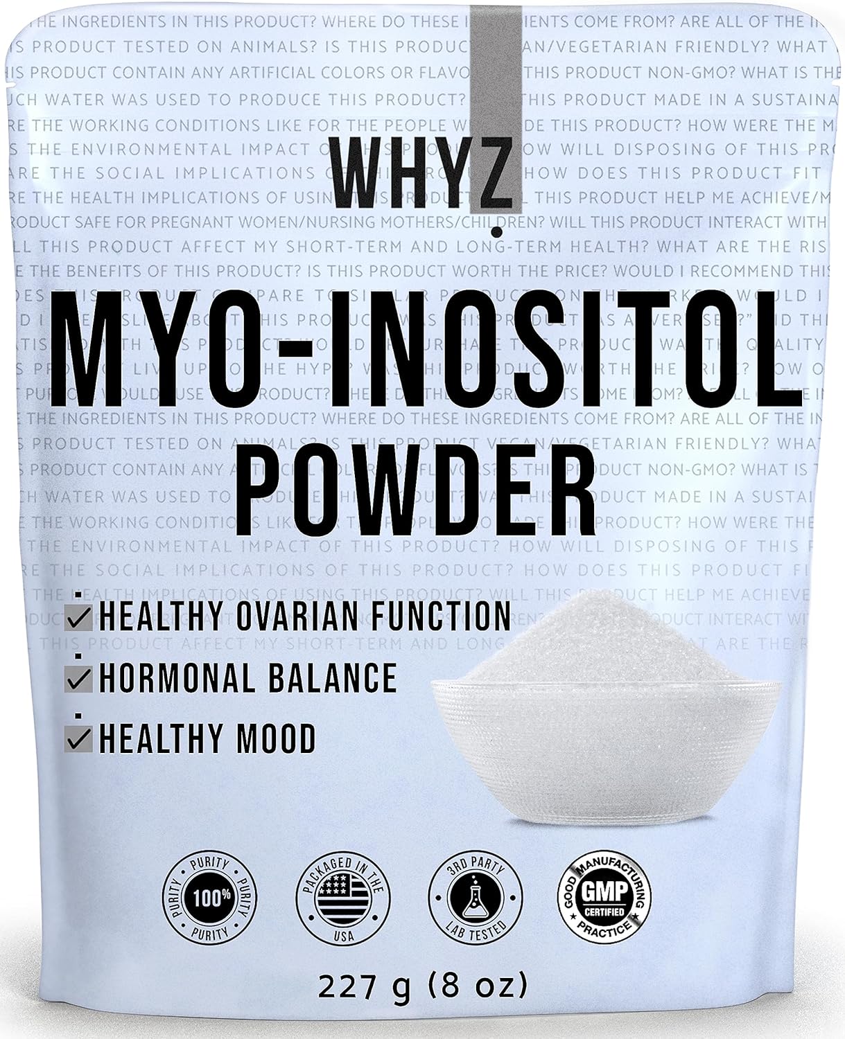 Inositol Powder 8oz, Natural Inositol Supplement for Ovarian Support, Fertility and Hormonal Balance, Pure Inositol Powder, Inositol Supplement for Energy, Brain Health, 454 Servings