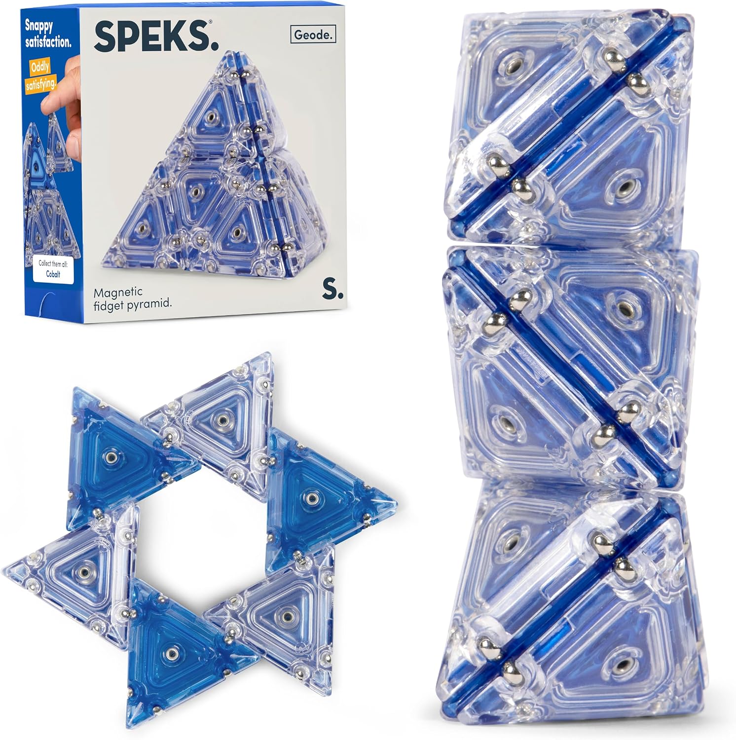 Speks Geode Magnetic Fidget Toy | Sensory Desk Toy for Adults & Teens 14+ | Stress Relief Gift | Pyramid, Cobalt