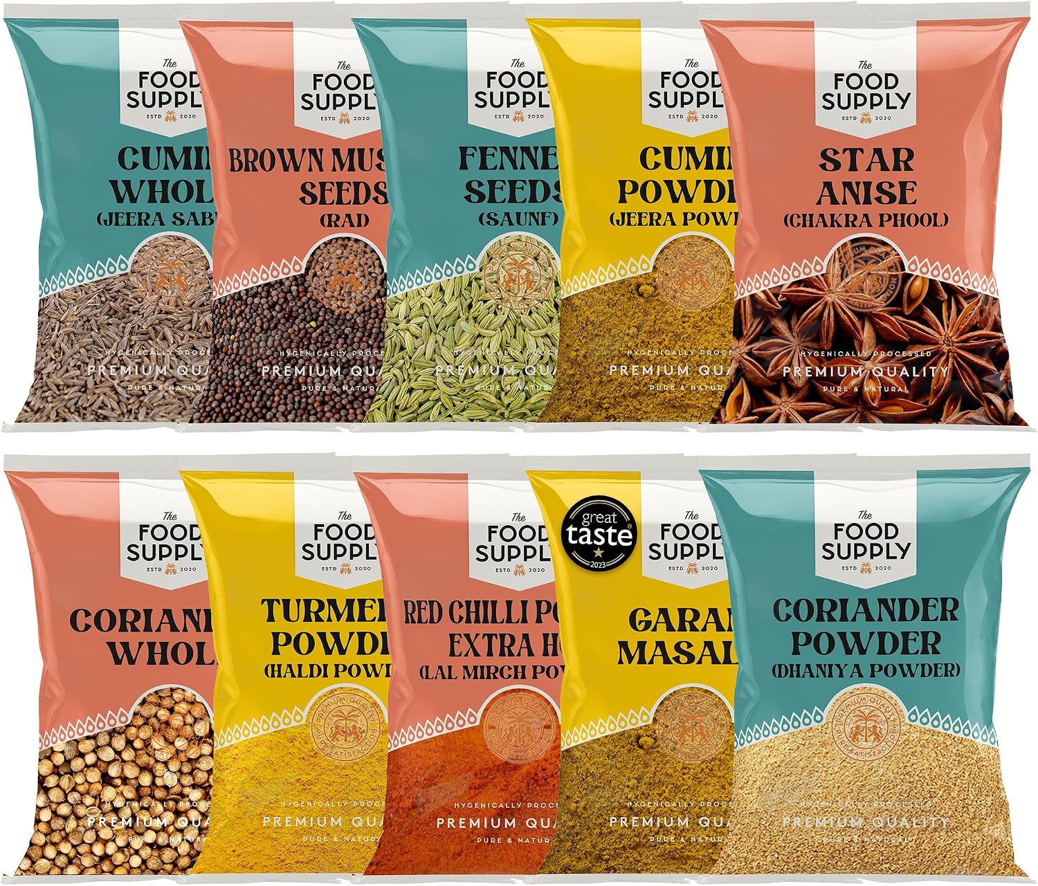 Premium Spice Kits - Premium Quality - Perfect Refill for your Kitchen Spice Tins TFS (INDIAN SPICE KIT, 100g (Pack of 10))