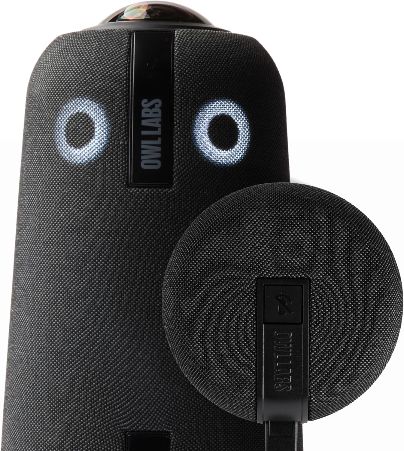 Owl Labs Meeting Owl 4+ and Expansion Mic for Meeting Owl 4+ - Extend Audio Reach in Larger Spaces by 8 feet (2.5 Meters) in The Direction of The Mic.