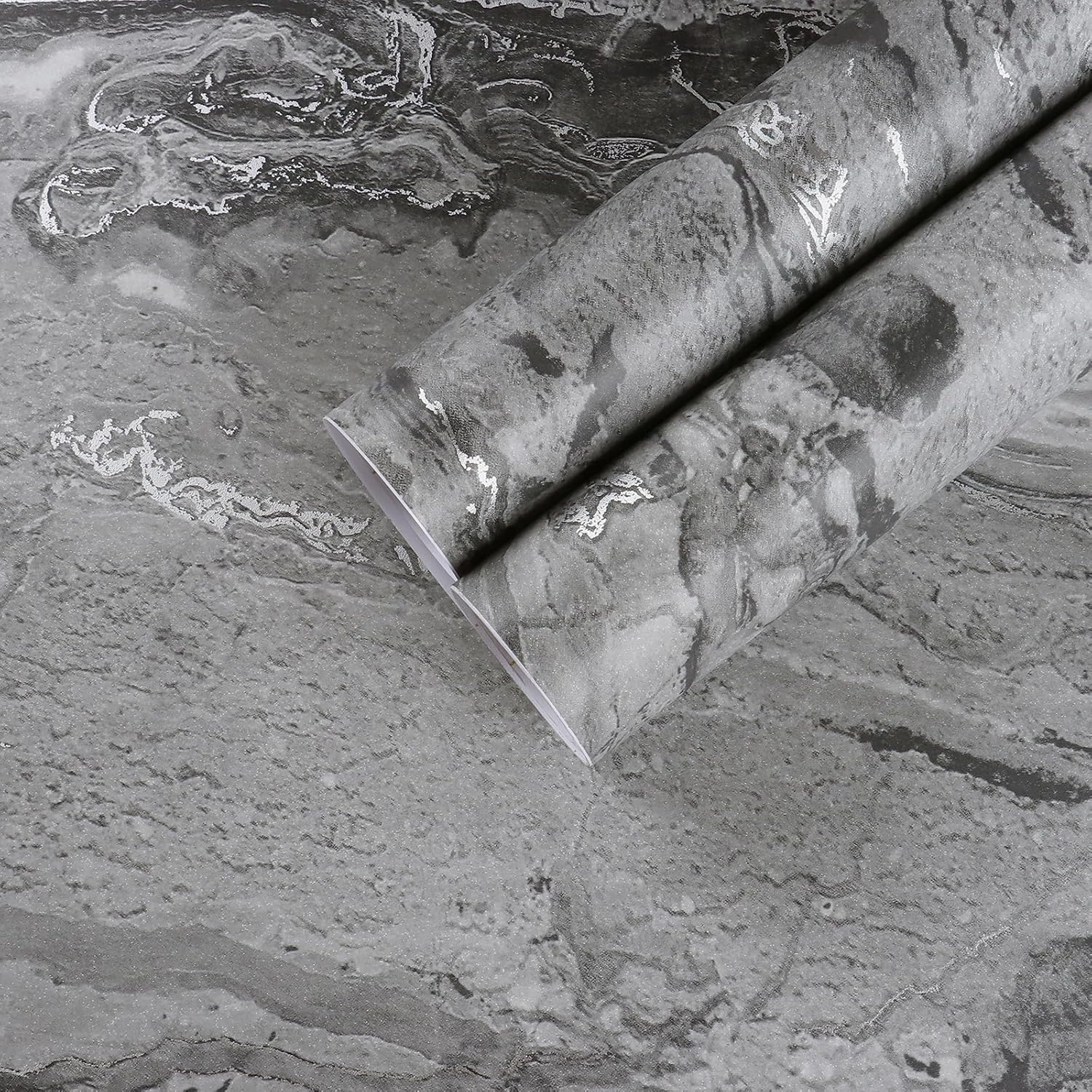 CHIHUT Self Adhesive Dark Grey Marble Contact Paper Peel and Stick 17.7”x100” Waterproof Marble Wallpaper for Countertops Removable Countertop Contact Paper for Kitchen Cabinets Walls Shelves