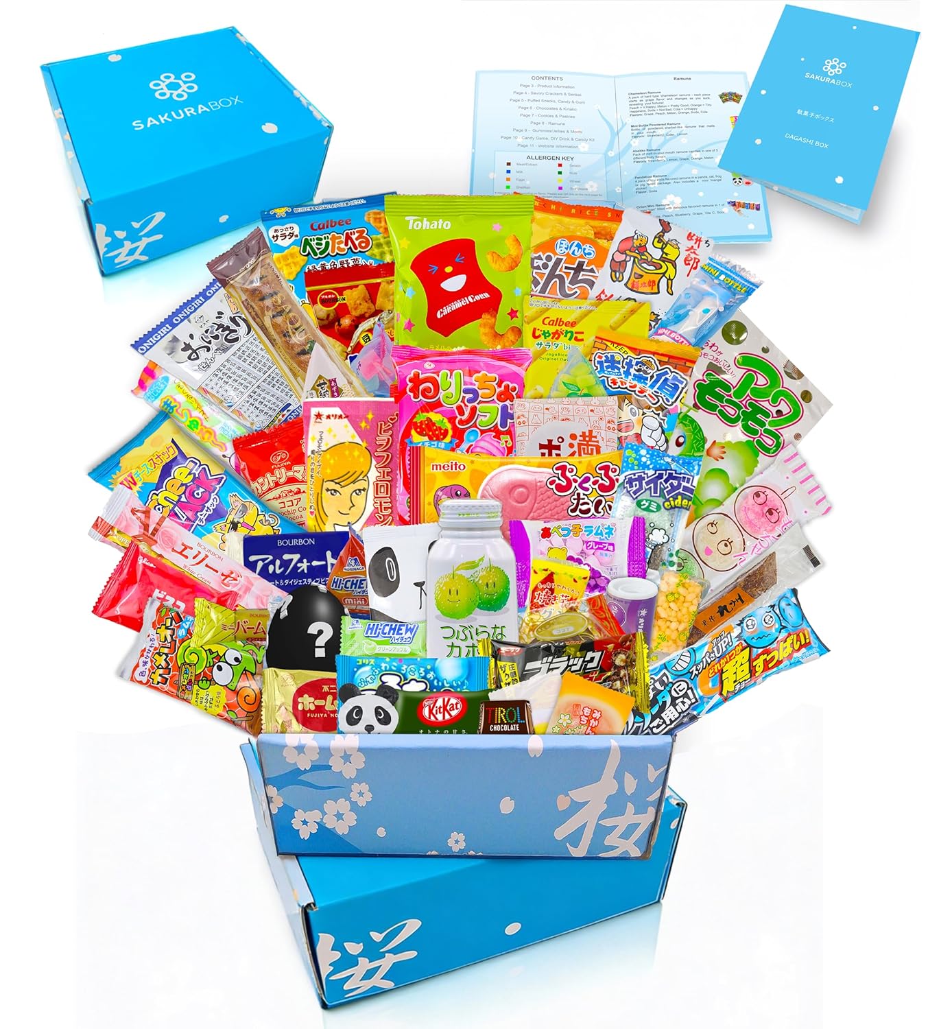 Two Sakura Box Japanese Candy & Snacks Dagashi Set & Pamphlet - 2x 50 Pieces Boxes Food & Drink Gift Box (100 Pieces)