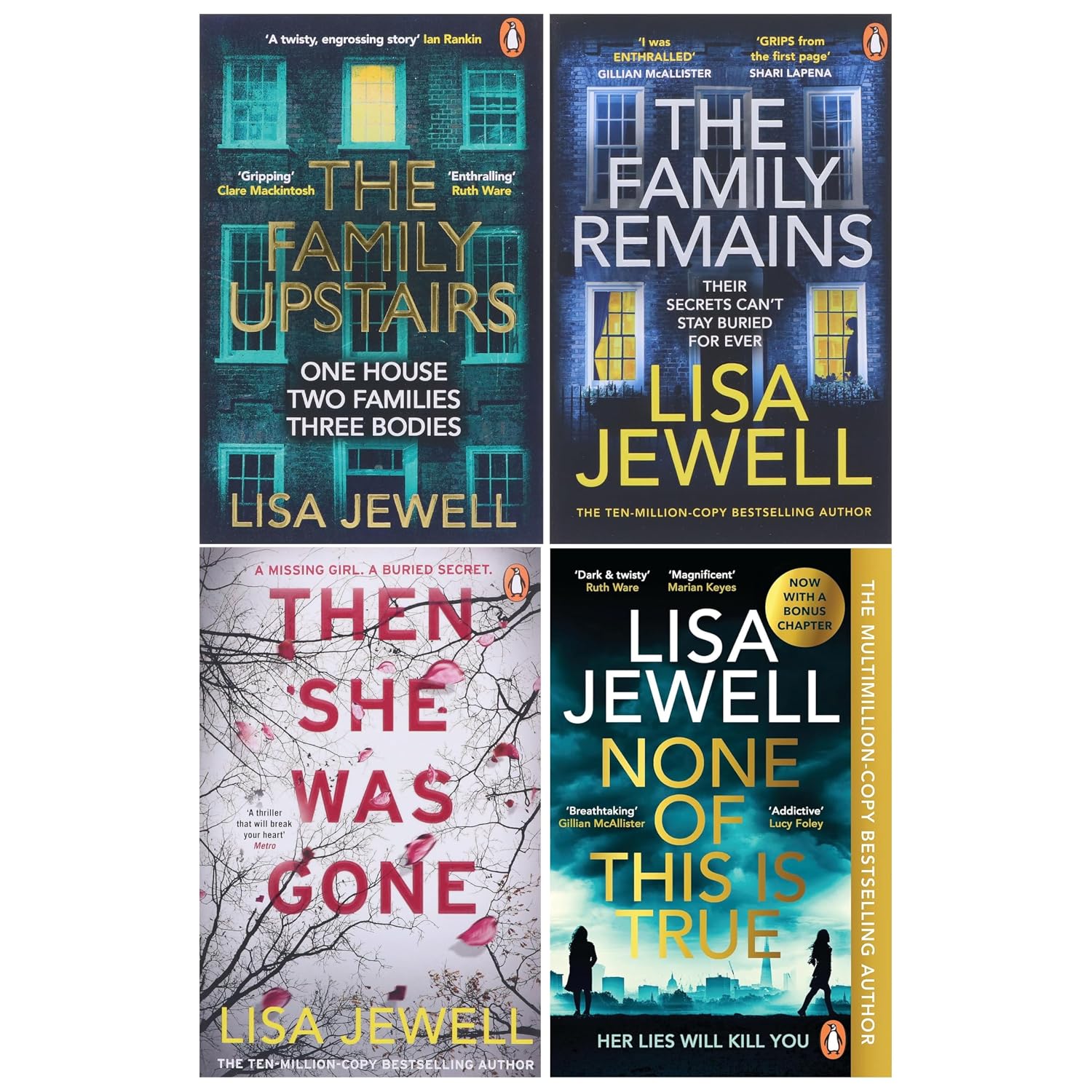 Lisa Jewell 4 Books Collection Set (None Of This Is True, The Family Upstairs, The Family Remains & Then She Was Gone)