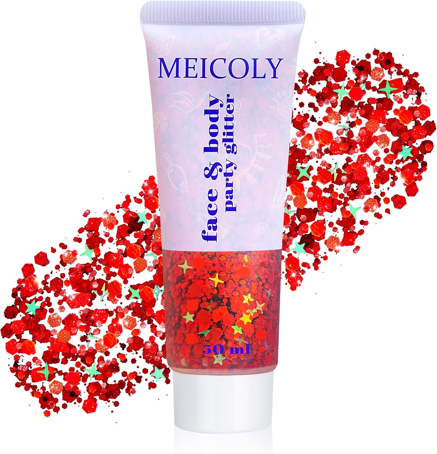 Red Face Glitter Gel for Halloween Spirit Day Game Day,USA Flag Body Glitter Makeup,Hair Glitter for Football Game Patriotic Day,Fourth of July Accessories Outfits for Women