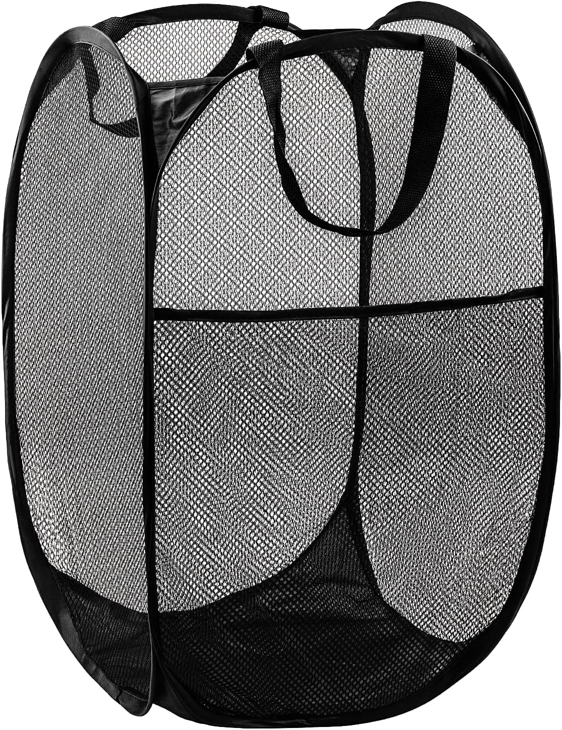 Pop Up Hamper, 1 PCS Mesh Pop Up Laundry Hamper, Foldable Mesh Laundry Basket with Space-Saving Design for Home, Dorm, Travel & Storage - Black