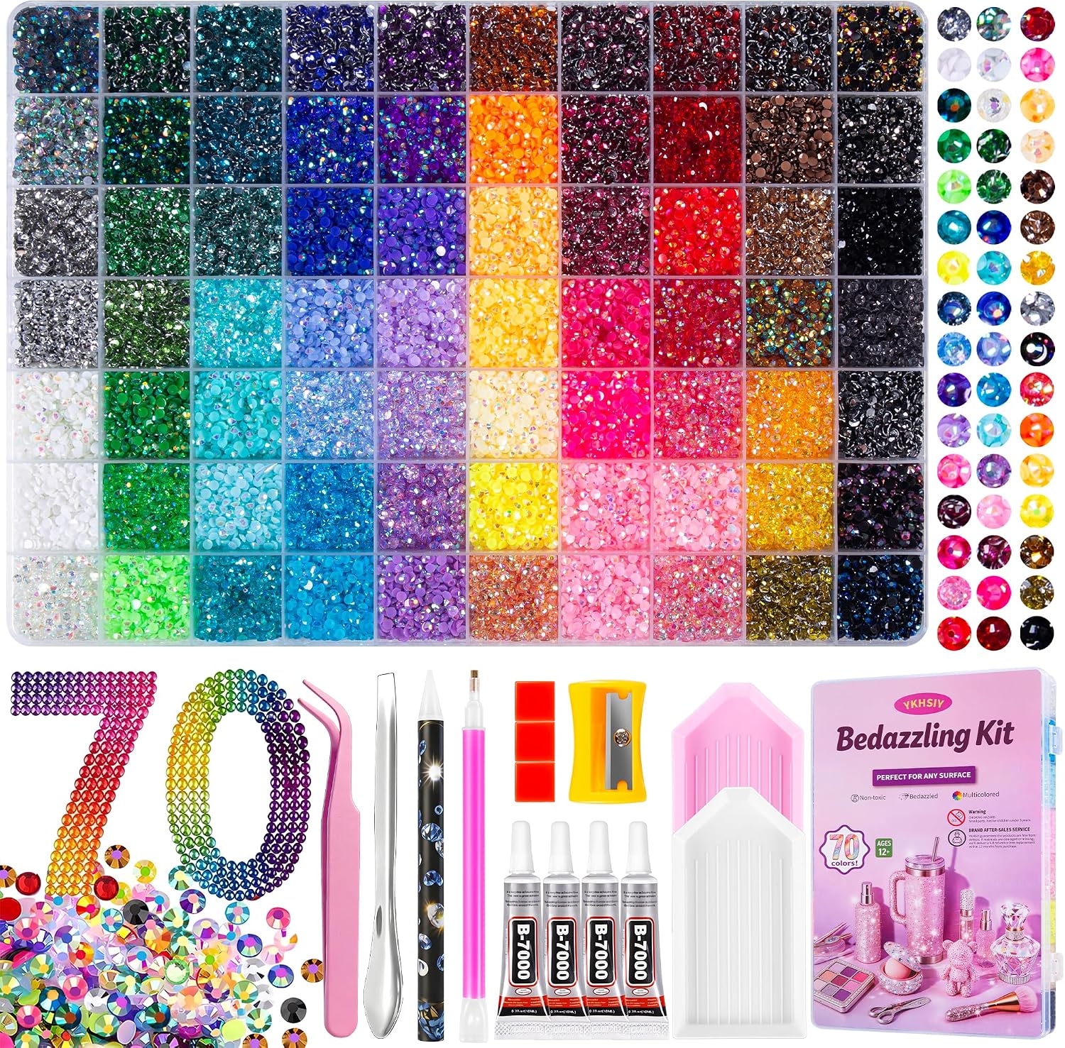 Bedazzling Kit 56000Pcs 70 Colors 3mm Resin Jelly Rhinestones - Diamond Art