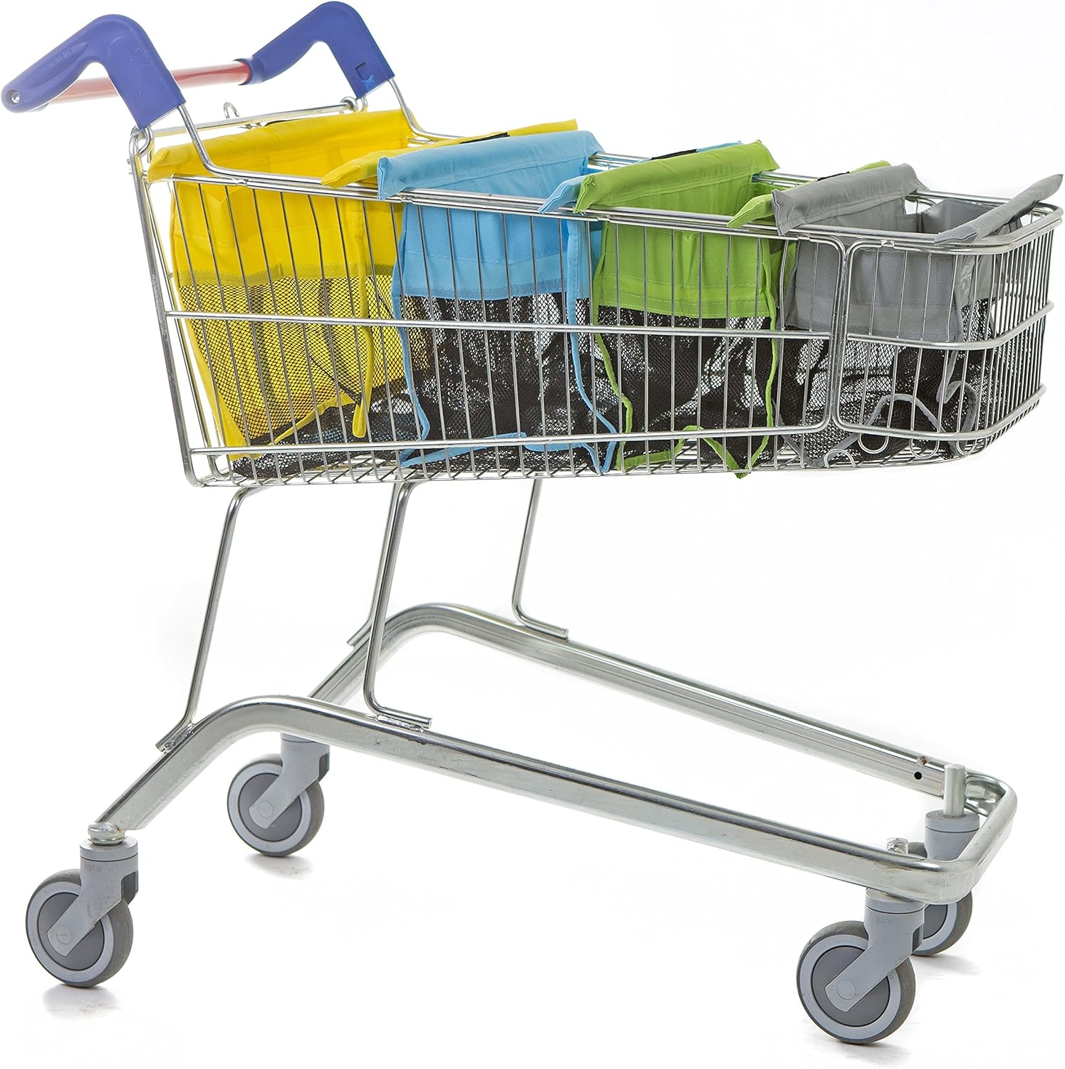 Trolley Bags for Shopping Trolley, Pack of 4 Express Pastel Bags for Shallow Trolleys, Replace Carrier Bags, Heavy Duty Reusable Fabric Foldable Bag for Grocery Food Shopping