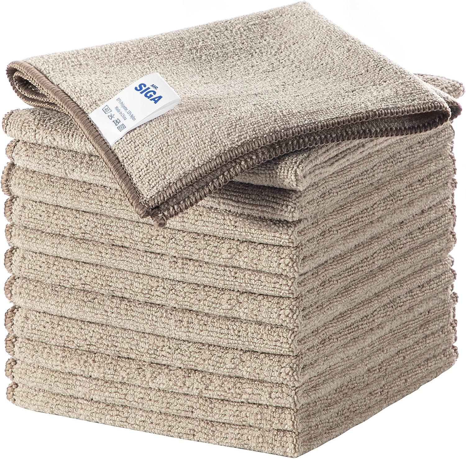 MR.SIGA Microfibre Cleaning Cloth, All-Purpose Surface Microfibre Towel, Streak Free Reusable Kitchen Towel for Kitchen, House,Bathrooms, Car,Motorbike Pack of 12, Wheat, 32 x 32 cm(12.6 x 12.6 inch)…