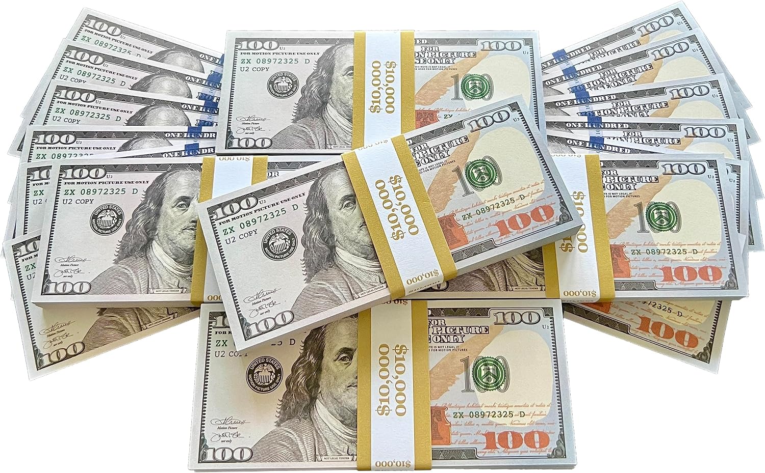 BIG SCREEN STACKS | Prop Money Dollars | $50,000 Full Print 100 Dollar Bills (5 Stacks) for Film, TV & Photography – Realistic Prop Cash for Content Creators, Games & Pranks