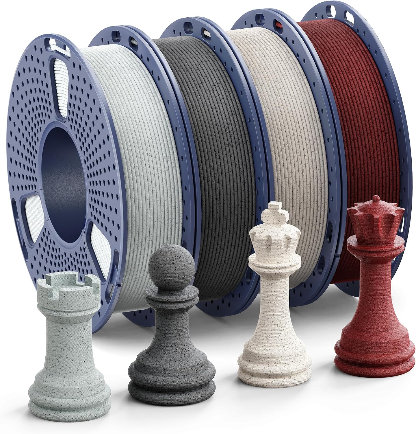SUNLU Marble PLA Filament 1.75mm, 250g Spool Bundle, 3D Printer Filament | Beginner Friendly Multicolor Bundle, Realistic Stone Texture, 4 Rolls, AshenConcrete+ShadowStorm+ForestGreen+BrickRed