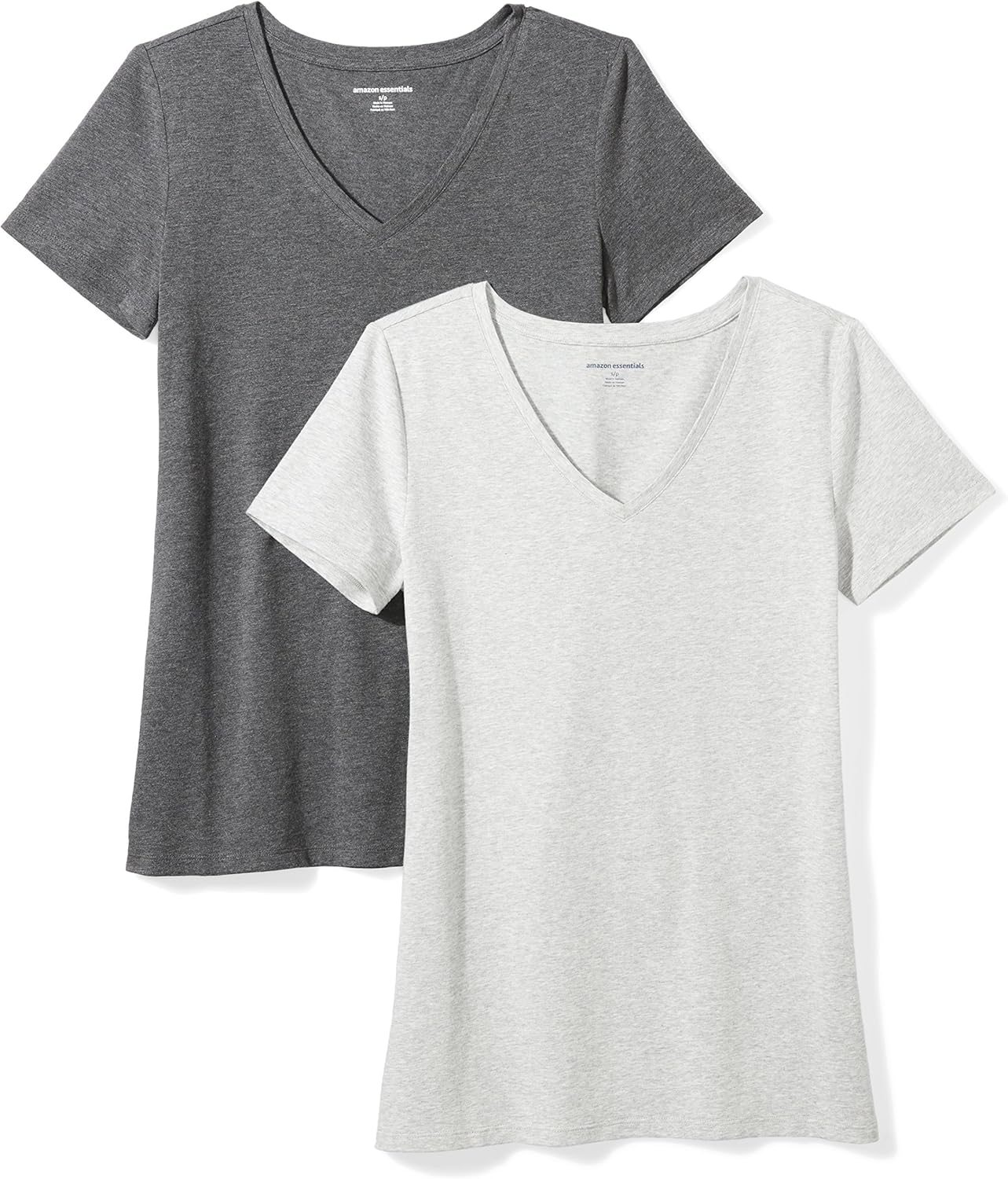 Amazon Essentials Women's Regular-Fit Short-Sleeve V-Neck T-Shirt, Multipacks