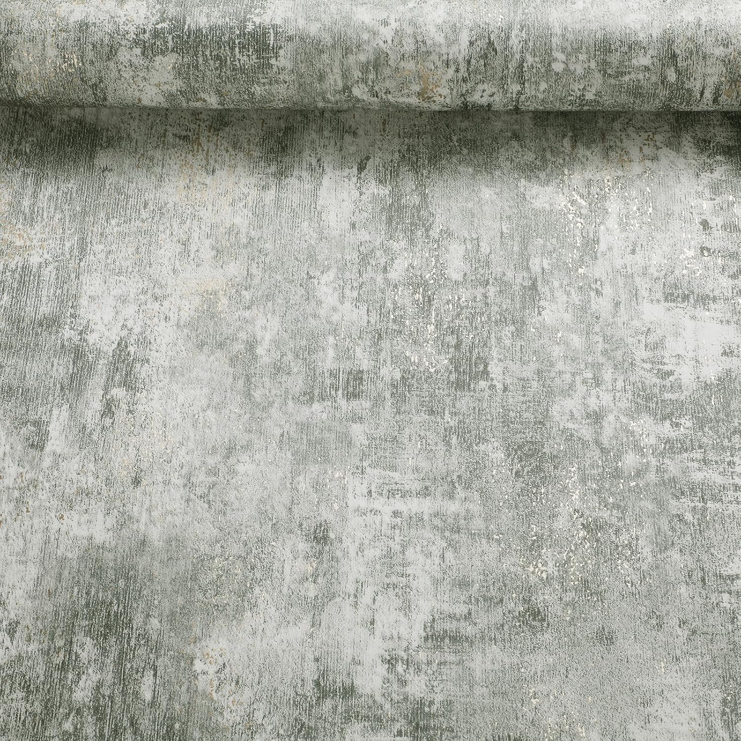 Green Wallpaper - Modern Wallpaper for Bedroom, Living Room, Fireplace - Decorative Luxury Wall Paper with Distressed Pattern, Textured Finish & Metallic Detailing (Jade)