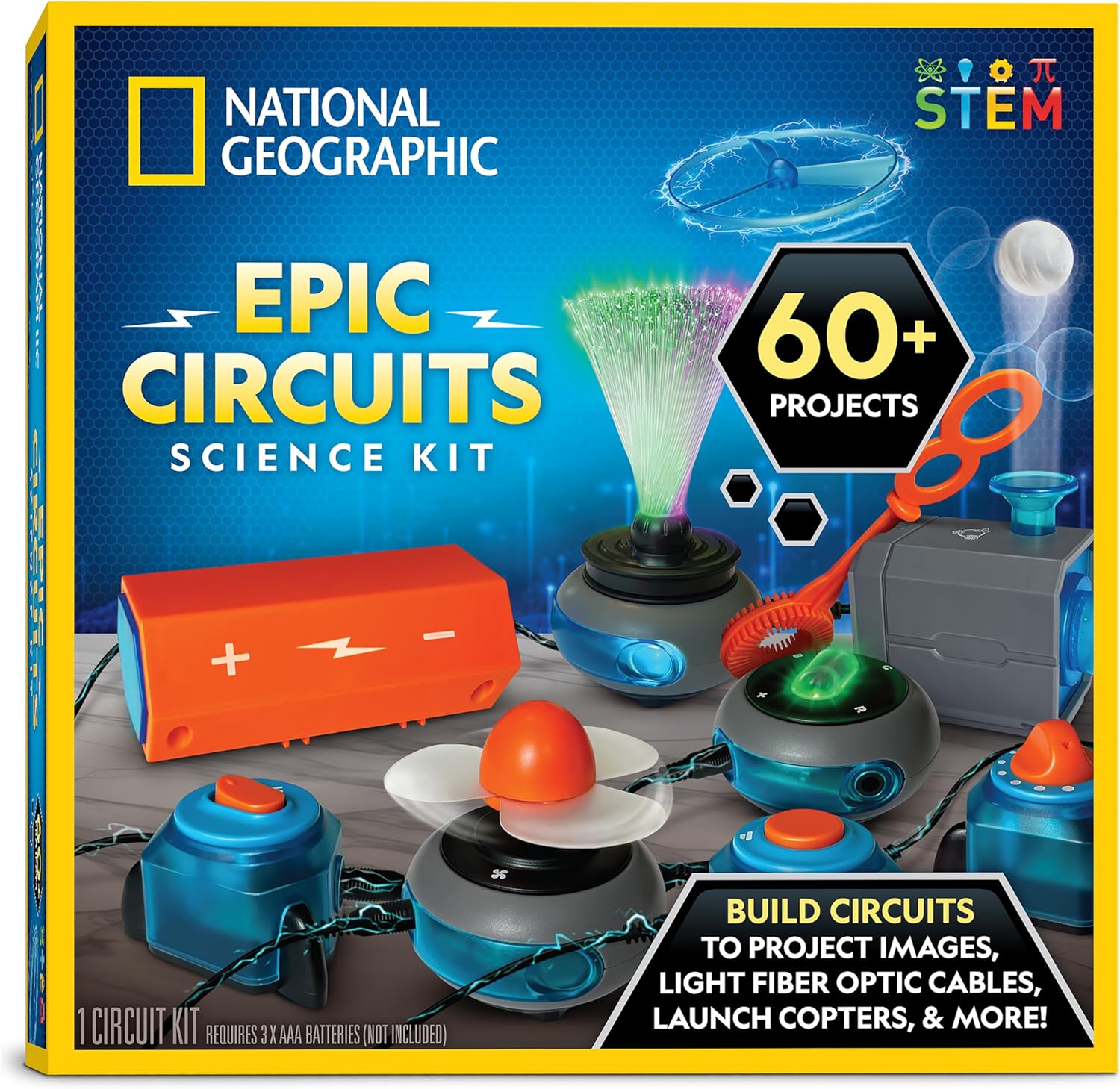 National Geographic Circuit Maker Electronics Science Kit – 60 Hands-On STEM Projects for Kids, Build Real Electrical Circuits, Educational STEM Activity for Learning Electricity & Engineering Skills