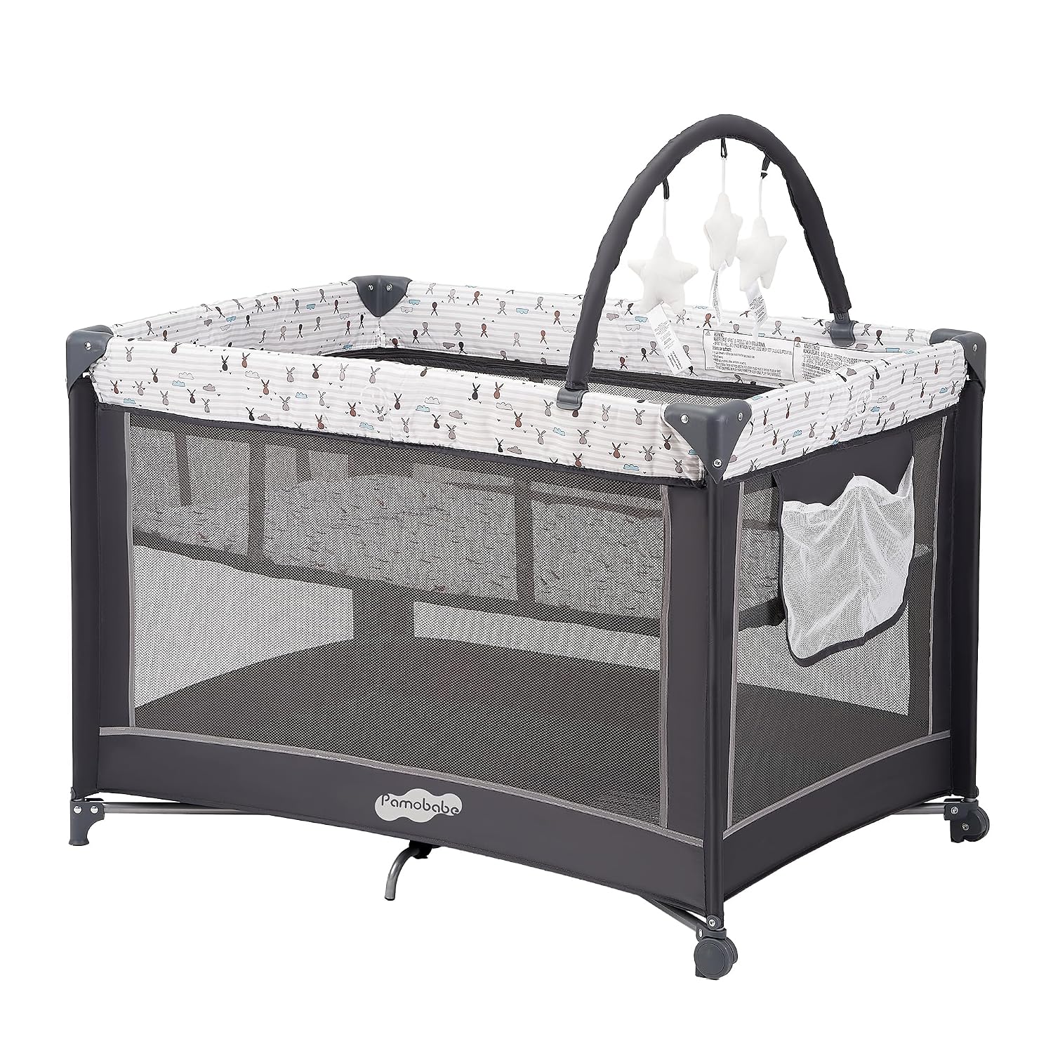Pamo Babe Pack and Play with Bassinet, Portable Playard for Baby | Foldable portable playard, lightweight crib with compact storage for travel & outdoor use