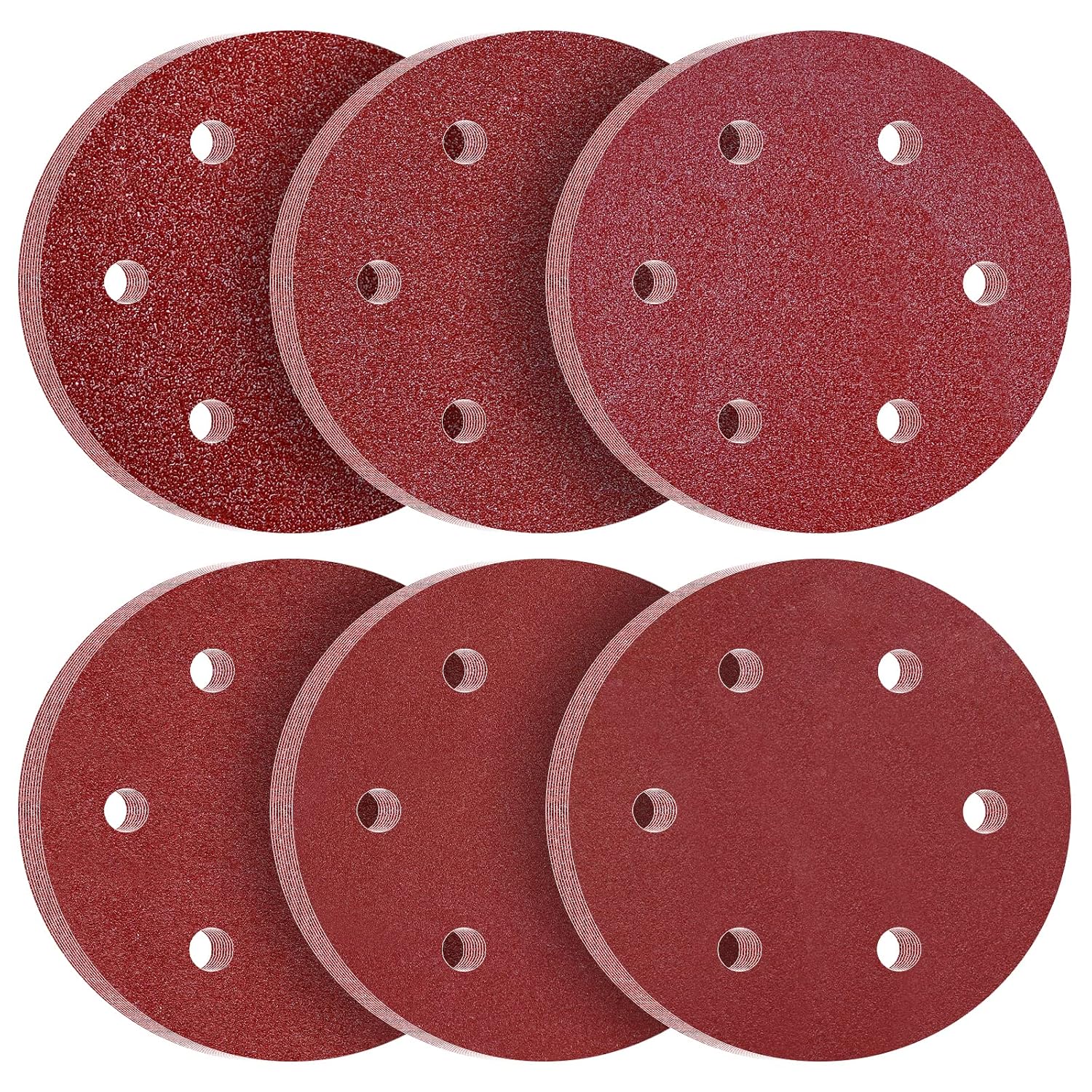 KONGMING 225mm Sanding Discs 60pcs 6 Hole Grit P40 P60 P80 P120 P180 P240 9 inch Sanding Disc Hook and Loop for Drywall Sander
