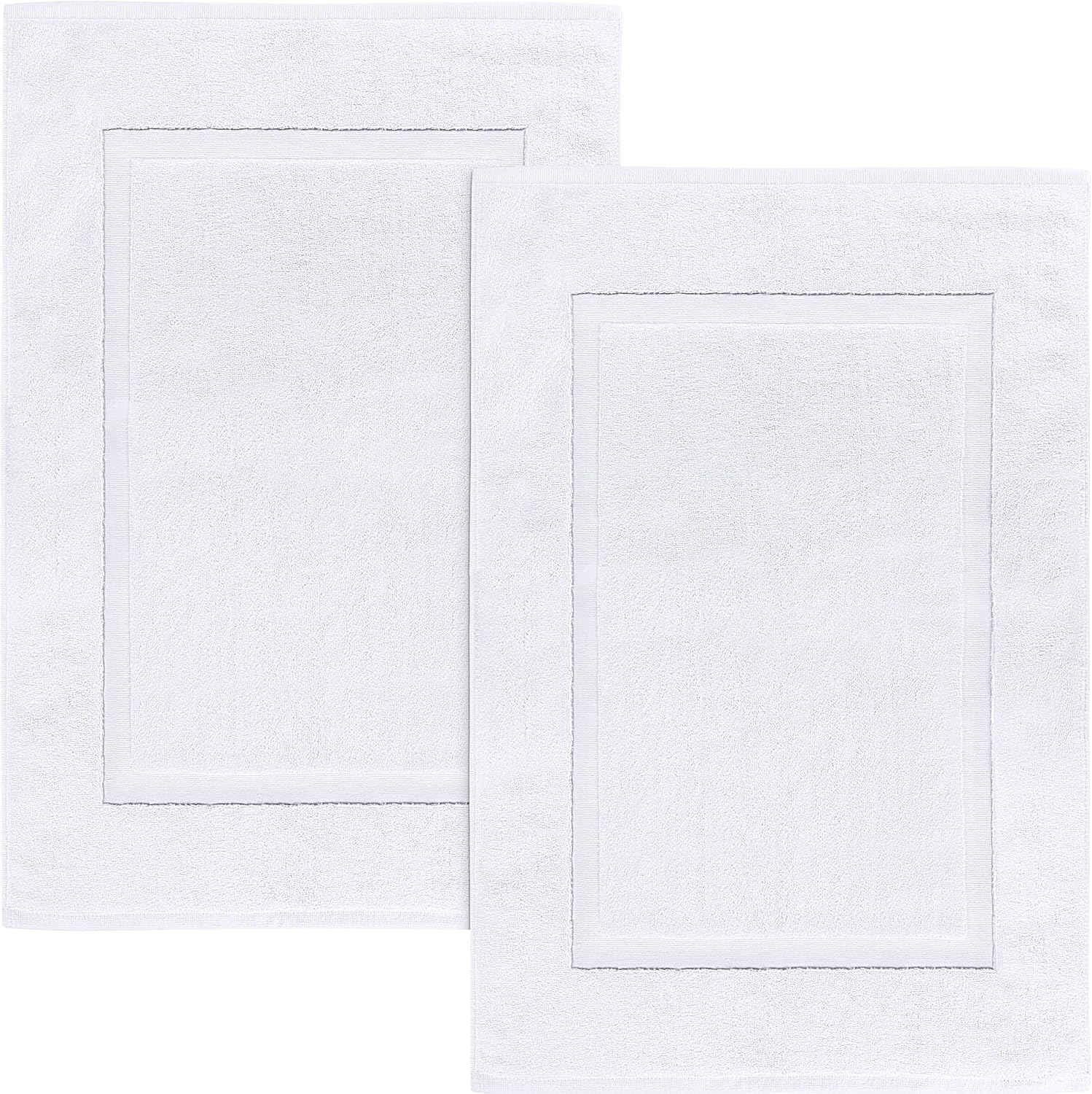 Utopia Towels Cotton Banded Rug Bath Mats, [Not a Bathroom Rug] 21x34 Inches, 100% Ring Spun Cotton - Highly Absorbent and Machine Washable Shower Bathroom Floor Towel, White, 2 Pack