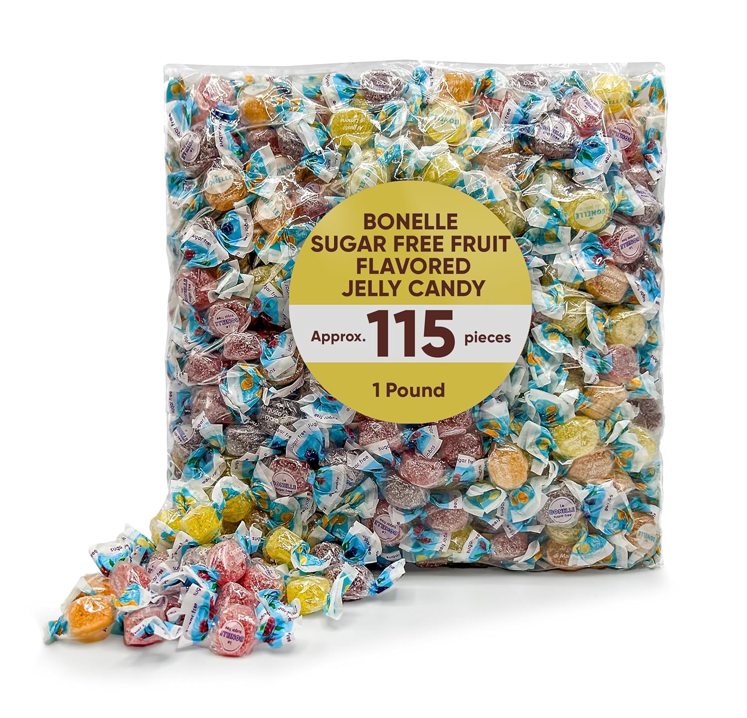 Italian Candy Sugar Free – 1 lb Sugar‑Free Jelly & Gummy Candy, Individually Wrapped Fruities Chews for Party Favors, Buffets & Sharing
