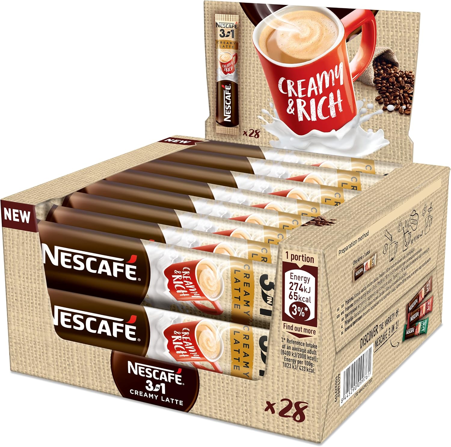 NESCAFE 3in1 CREAMY 60 SACHETS (17.5 g/sachet) EU MADE LONG DATE FRESH STOCK INSTANT COFFEE