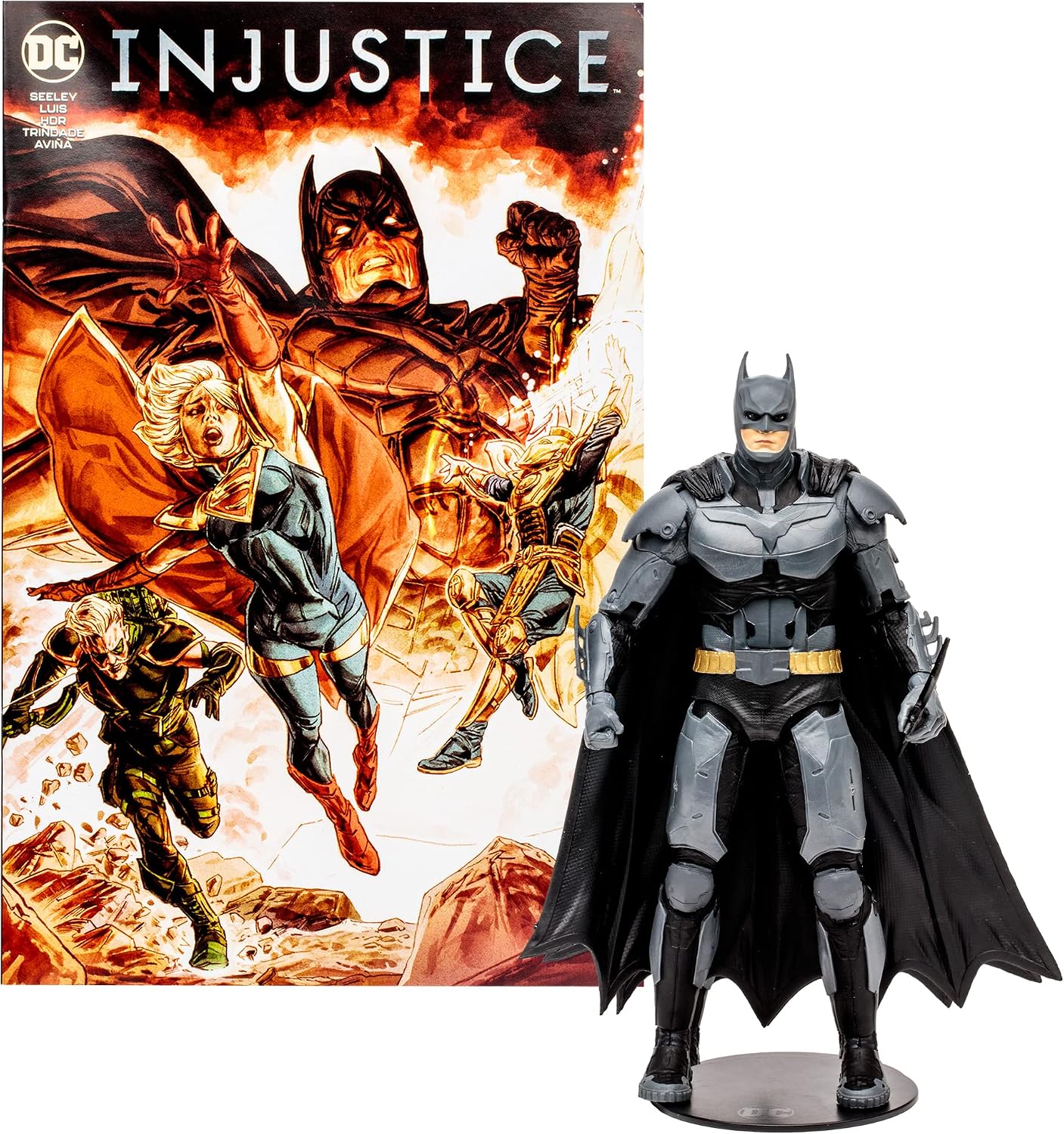 McFarlane Toys - DC Direct Gaming 7IN Figure with Comic - Injustice 2 WV1 - Batman | DC Direct Gaming 7 Inch Action Figure Injustice Wave 1 - Batman with Comic