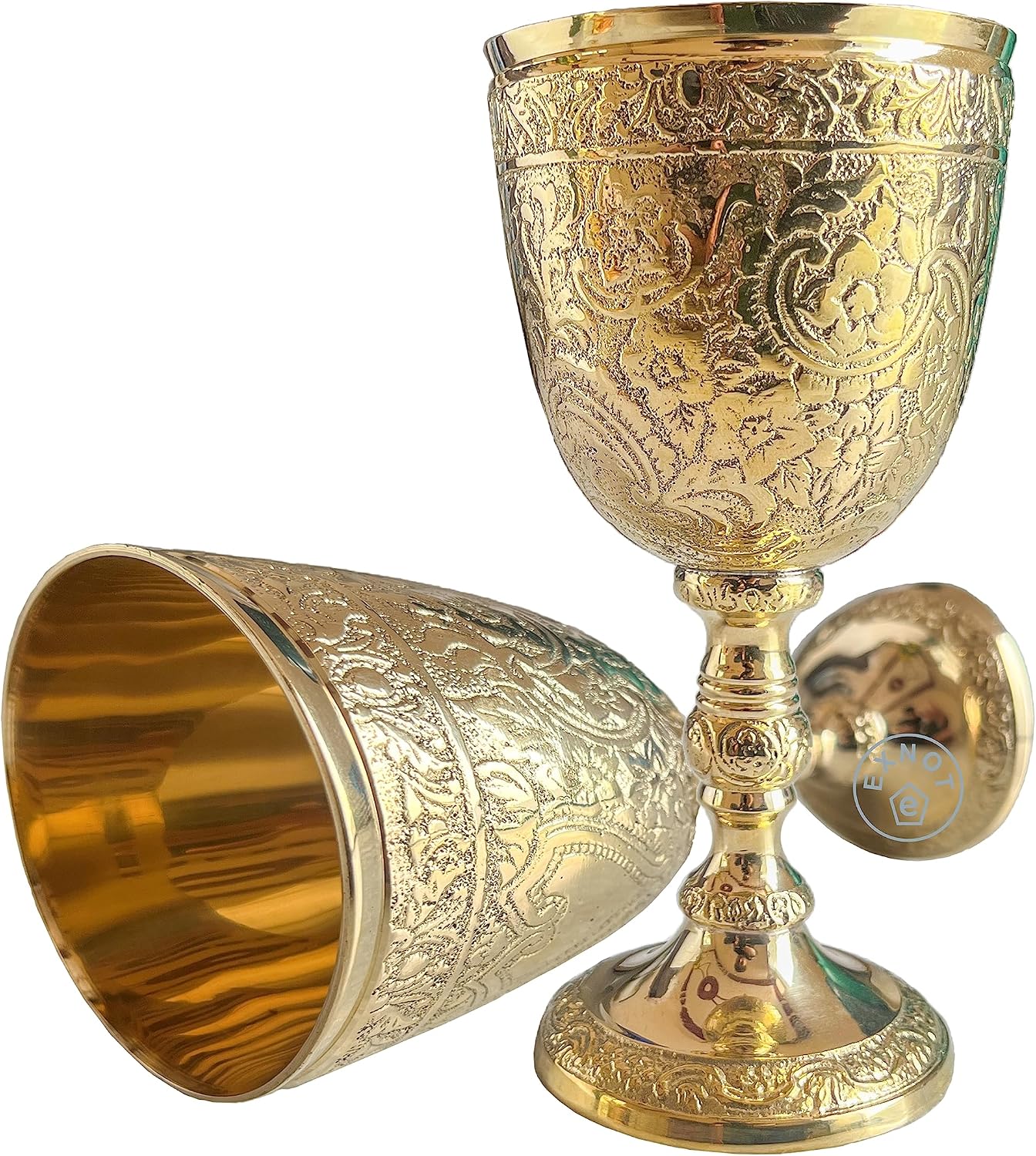 EXNOT Brass Vintage Chalice Goblet | 1x Royal Wine Cups of King Arthur - Renaissance Medieval Gifts for Communion, Christmas Pack of 1pc (Roman Chalice)
