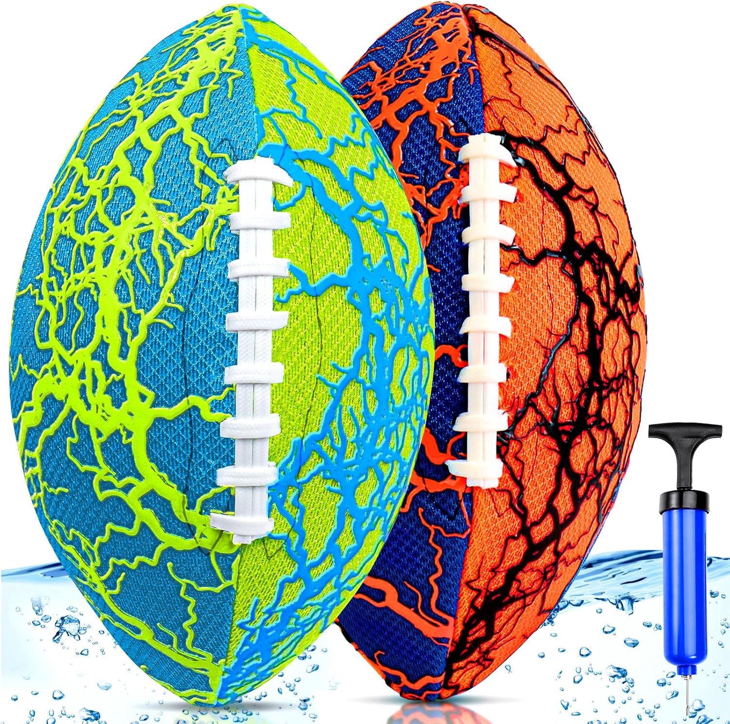 Jasonwell Pool Beach Water Football - 2 Pack Waterproof Football Strong Grip Fun Pool Toys Games for Swimming Pools Beach Lake Park Backyard Outdoor Play for Kids Children Teens Adults Family