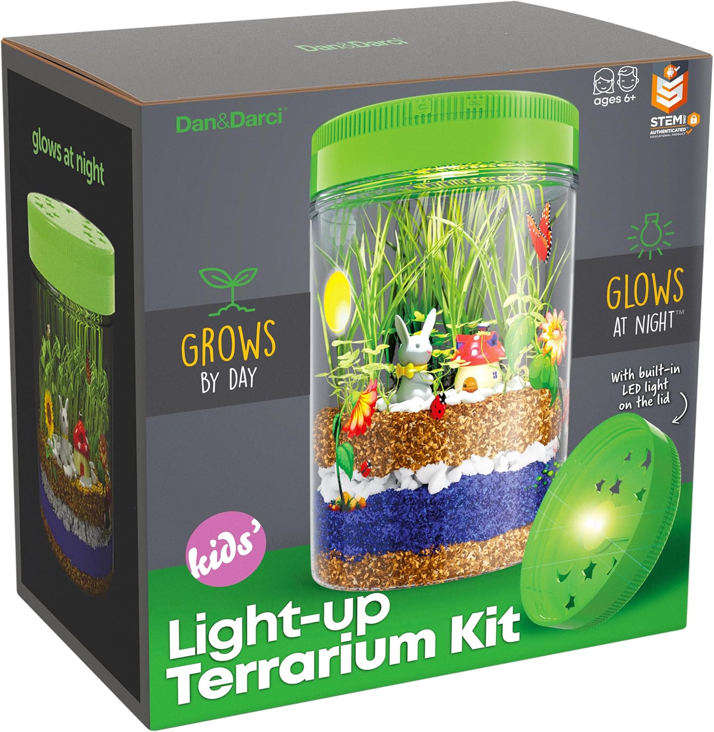 Dan&Darci Light-Up Terrarium Kit for Kids - STEM Science Kit - Educational DIY Toy for Boys & Girls - Birthday Gift - Craft Project Idea for Ages 6 7 8 9 10 11 12 Year Old