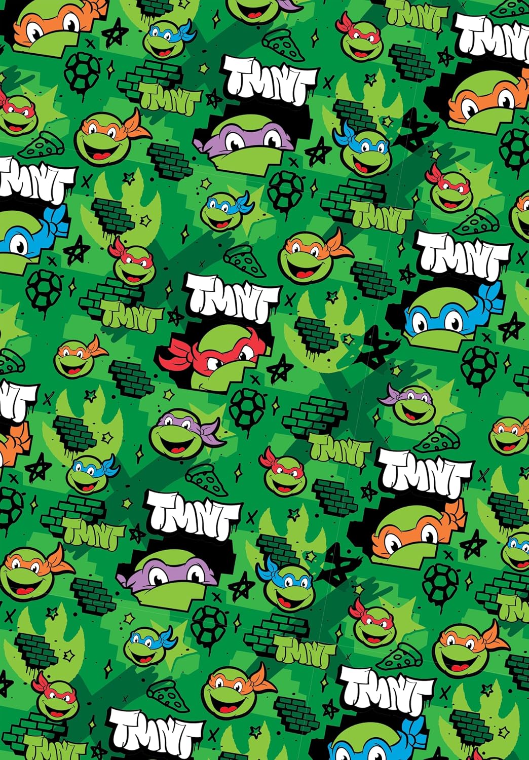 TEENAGE MUTANT NINJA TURTLES WRAPPING PAPER 2 Sheet 2 Tags BIRTHDAY GIFT WRAP