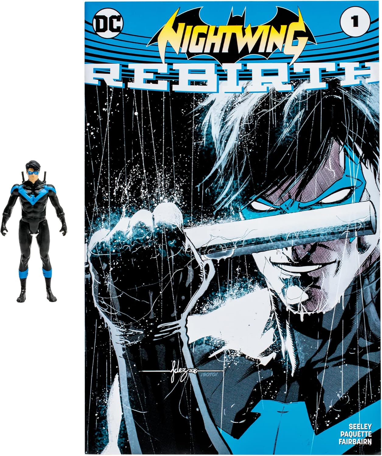 McFarlane Toys, DC Page Punchers, 3-Inch DC Comic Rebirth Nightwing Action Figure with 5 points of articulation, Collectible DC Figure with Character Comic Book – Ages 12+