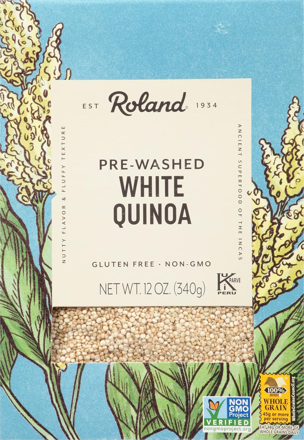 Roland Foods White Quinoa, Pre-washed, Specialty Imported Food, 12-Ounce