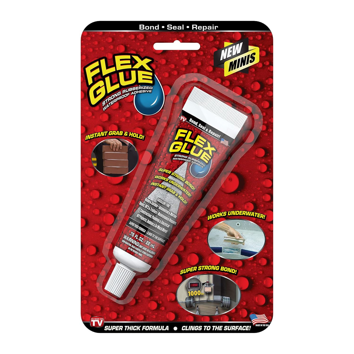 Flex Seal Waterpr Flex Glue Mini Strong Rubberized Waterproof Adhesive, White