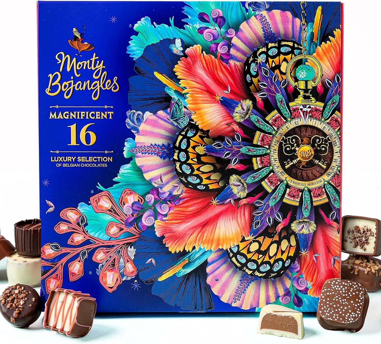Monty Bojangles Magnificent Belgian Chocolate Gift Box (16 Chocolates 226g), Luxury Chocolates Gift Box, 16 Varieties Of Belgian Chocolates, Milk, White, Dark, Caramel & More Chocolate Selection Box