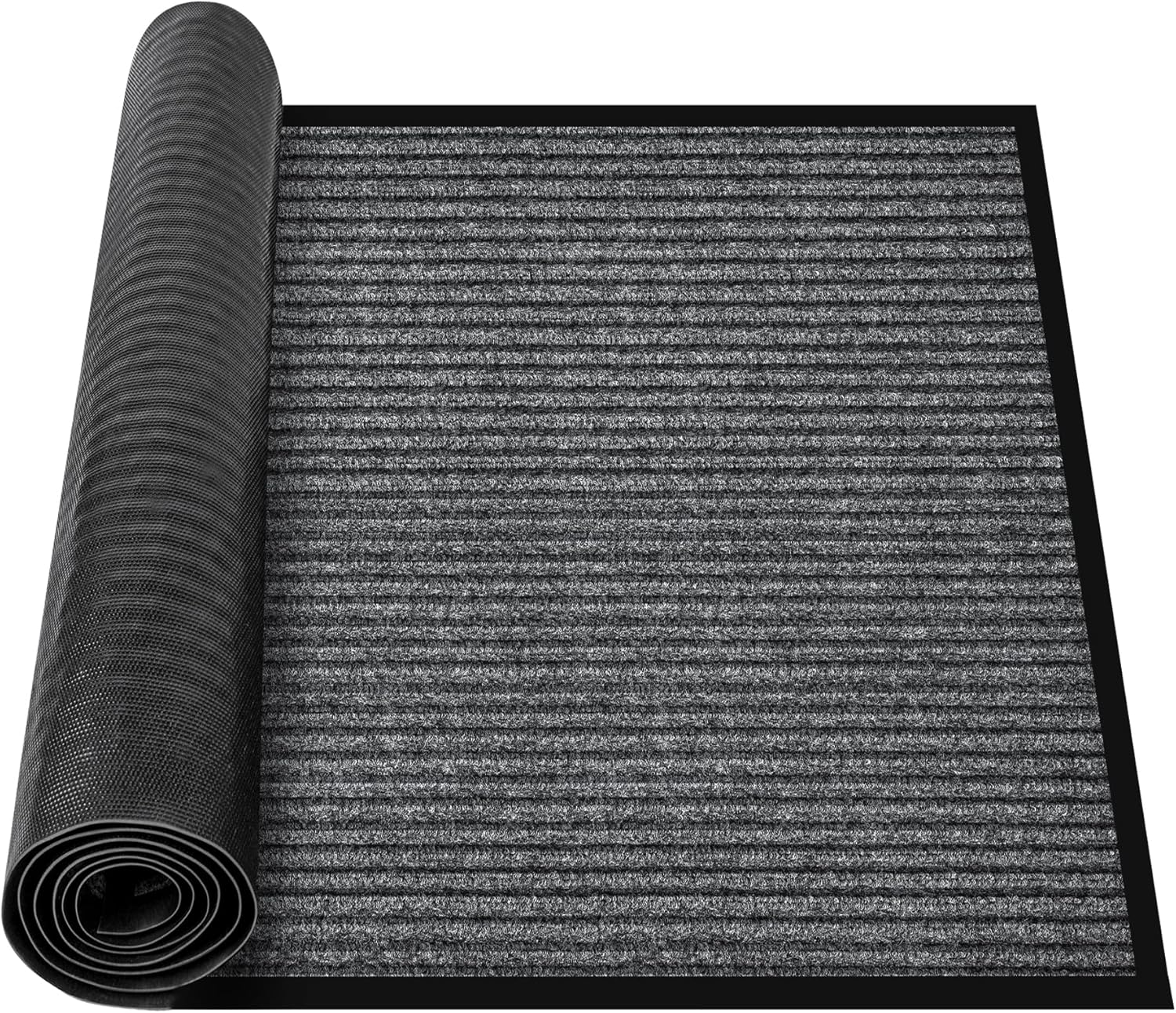 MYFAMIREA Commercial Floor Mat 3' x 5' Extra Large Front Door Industrial Rug Heavy Duty Brush Step Entrance Mat Weather Utility Rug with Non Slip Rubber Backing Low Profile for Entryway, Charcoal Grey