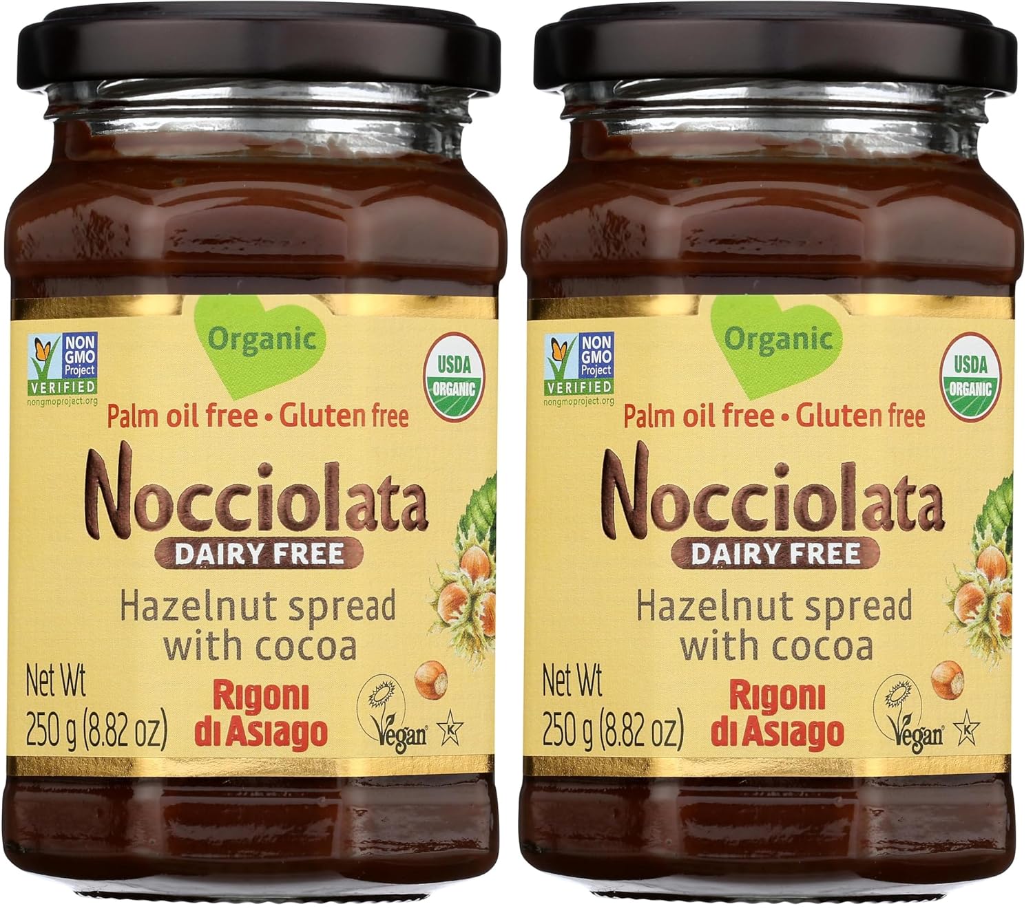 Nocciolata, Hazelnut Spread Dairy Free Organic, 8.82 Ounce (Pack of 2)