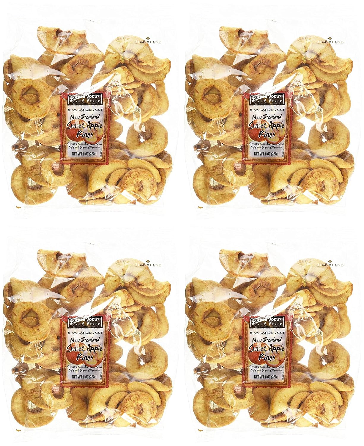Trader Joe's New Zealand Sweet Apple Rings (Dried Fruit) Pack of 4