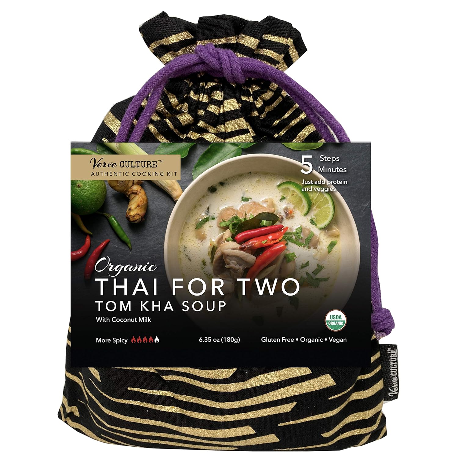 Thai for Two Cooking Kit by Verve CULTURE | USDA-Organic Tom Kha Soup Cooking Kit | Authentic Thai Cuisine | Unique Cooking Gift Set | Vegan, Gluten-Free | Made in Thailand