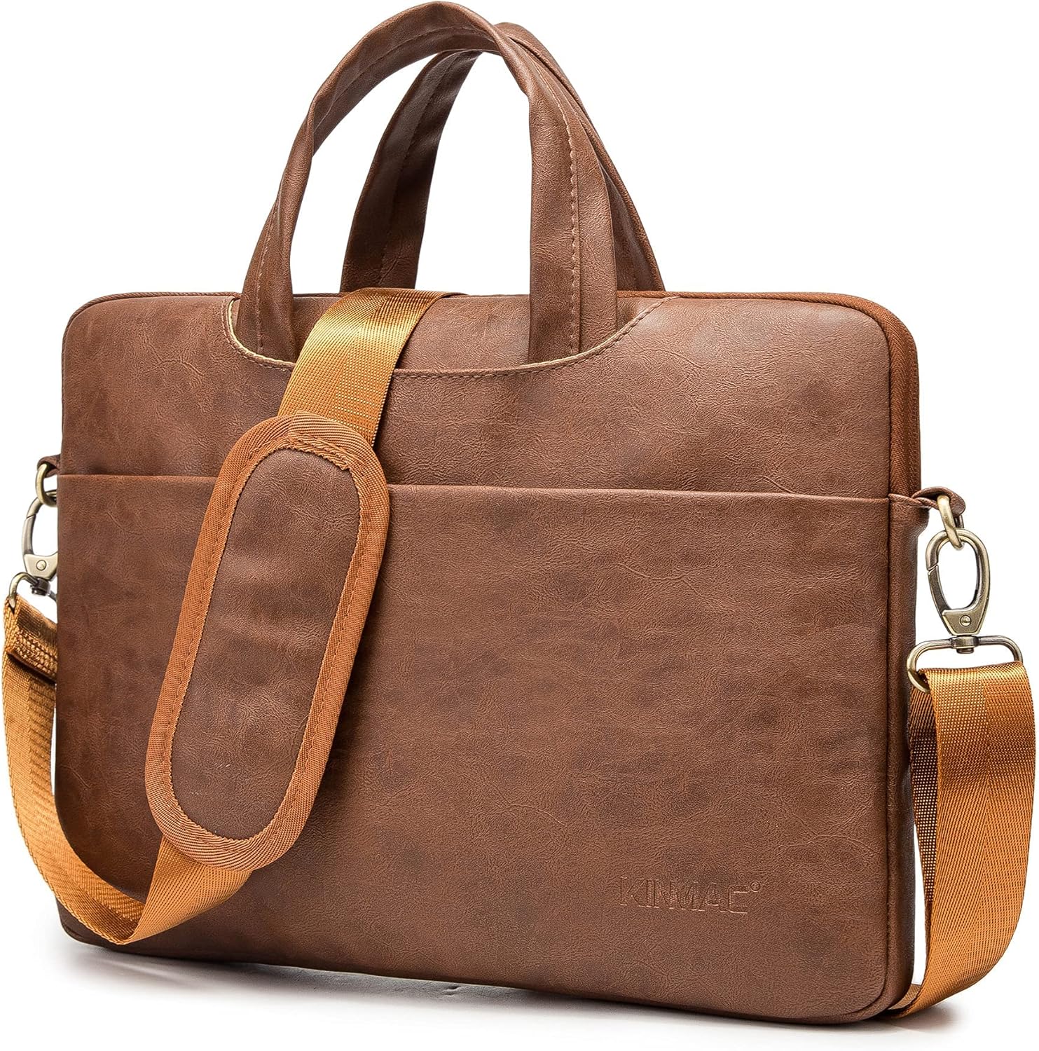 Kinmac 360° Protective Waterproof PU Leather Laptop Shoulder Messenger Sleeve Briefcase case Bag (13 inch-14 inch, Coffee PU)