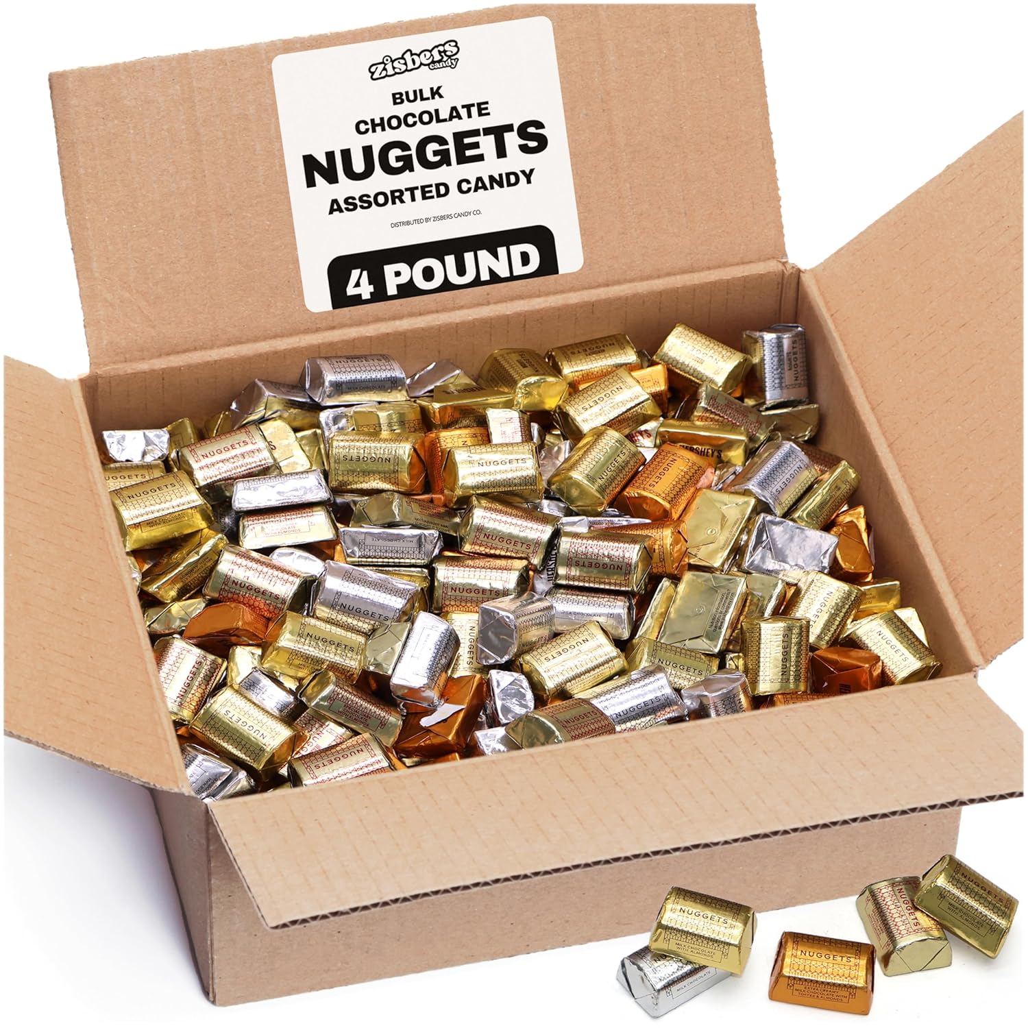Bulk Assorted Chocolate Nuggets 4 Pound - Approx 180 Individually Wrapped Milk, Special Dark With Almonds, Extra Creamy, Chocolate Candy Pack For Parties, Candy Buffet & Treats