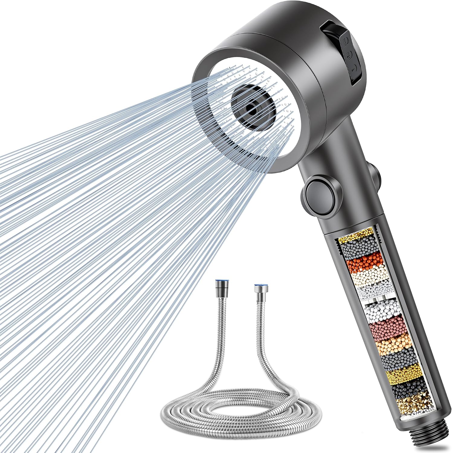 Magichome Filter Shower Head and Hose 1.5M, 20-Layer Filtration Universal Shower Head with 3 Modes,