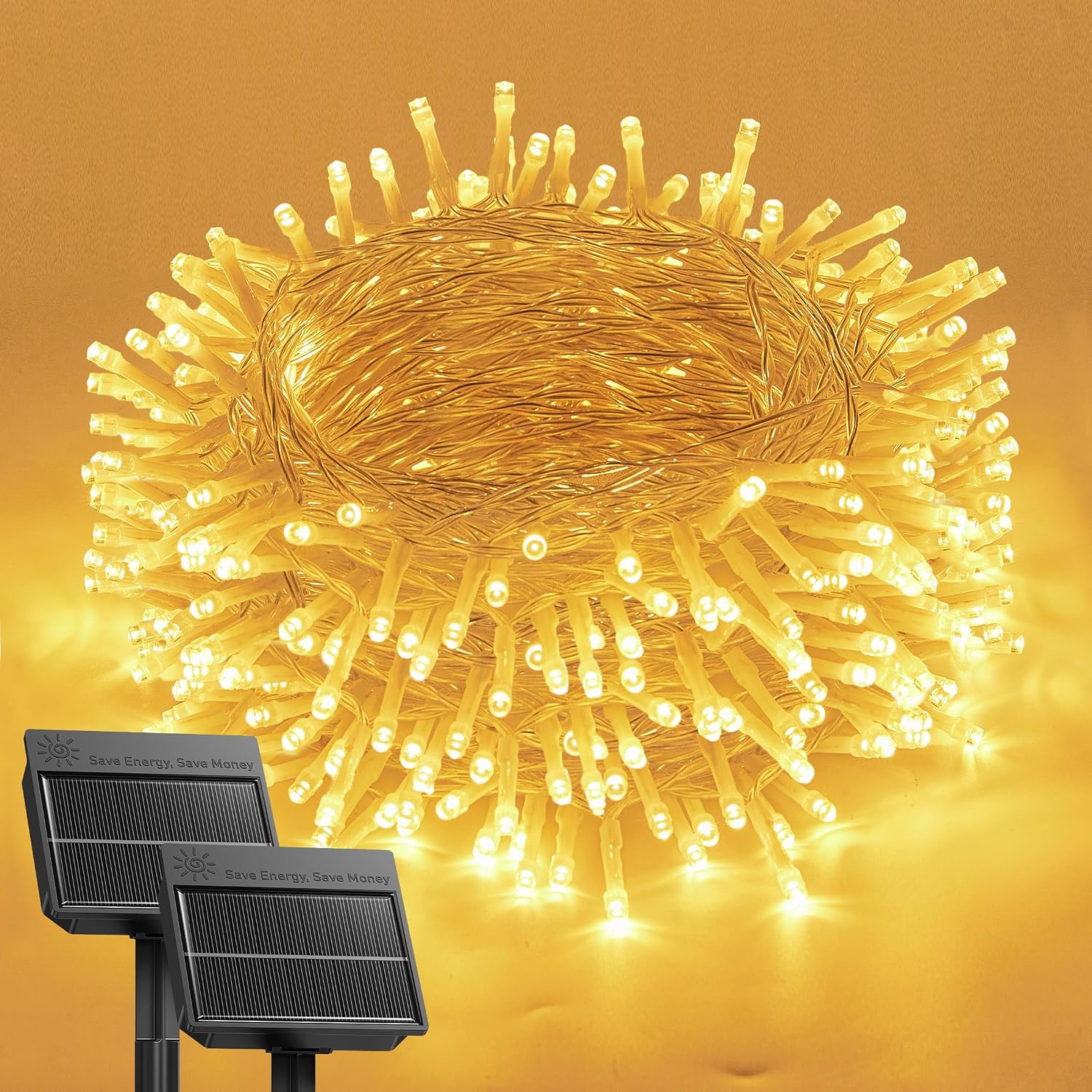 Brightown 2 Pack Solar String Lights Outdoor, 92Ft 240 LED Warm White