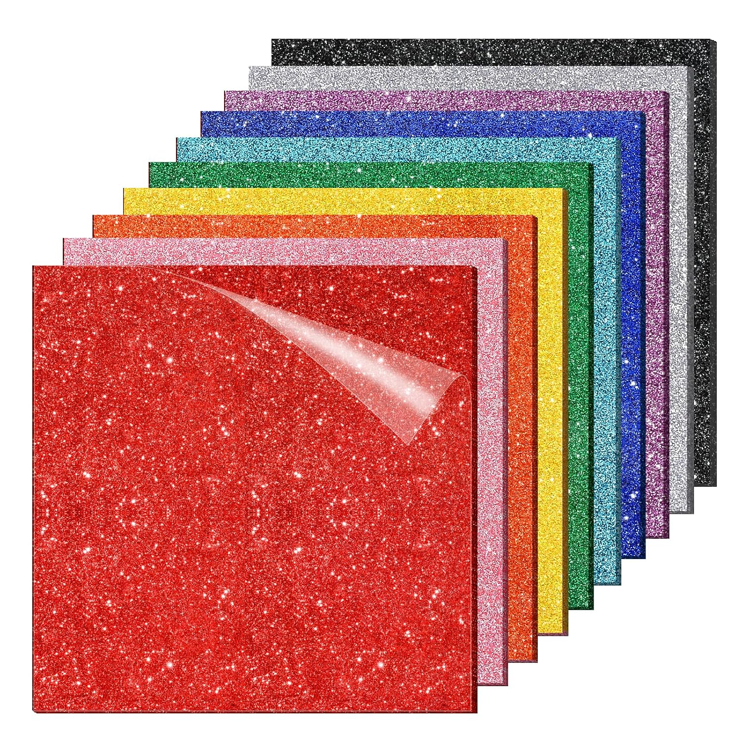 Adrattnay Glitter Acrylic Sheets 1/8" Thick, 10Pcs 8 x 8 in Cast Acrylic Sheets 3 mm for Laser Cutting, Glitter Acrylic Sheets for Signs, Pet Tags, DIY Crafts Decoration Laser Engraving Material