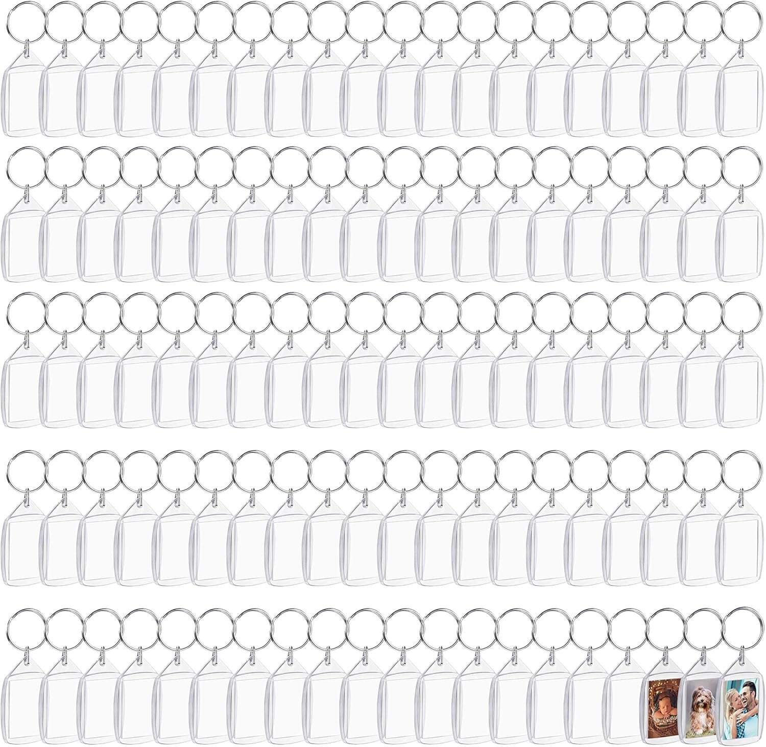 Kurtzy Blank Photo Keyrings (200 Pack) - Acrylic Keyring Blanks/Photo Key Rings - Personalised Keyring Photo/Picture Set - Empty Plastic Keychains for Crafts