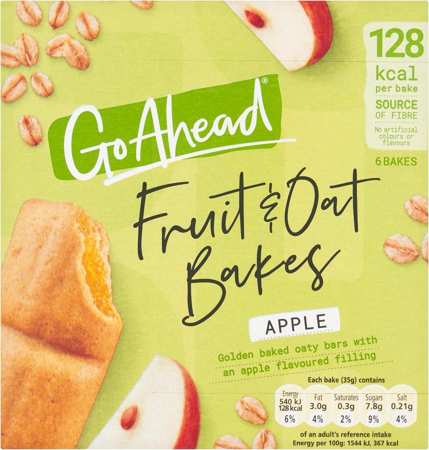 Go Ahead Apple Fruit & Oat Bakes, 210 g (1 Pack of 6 Bakes)