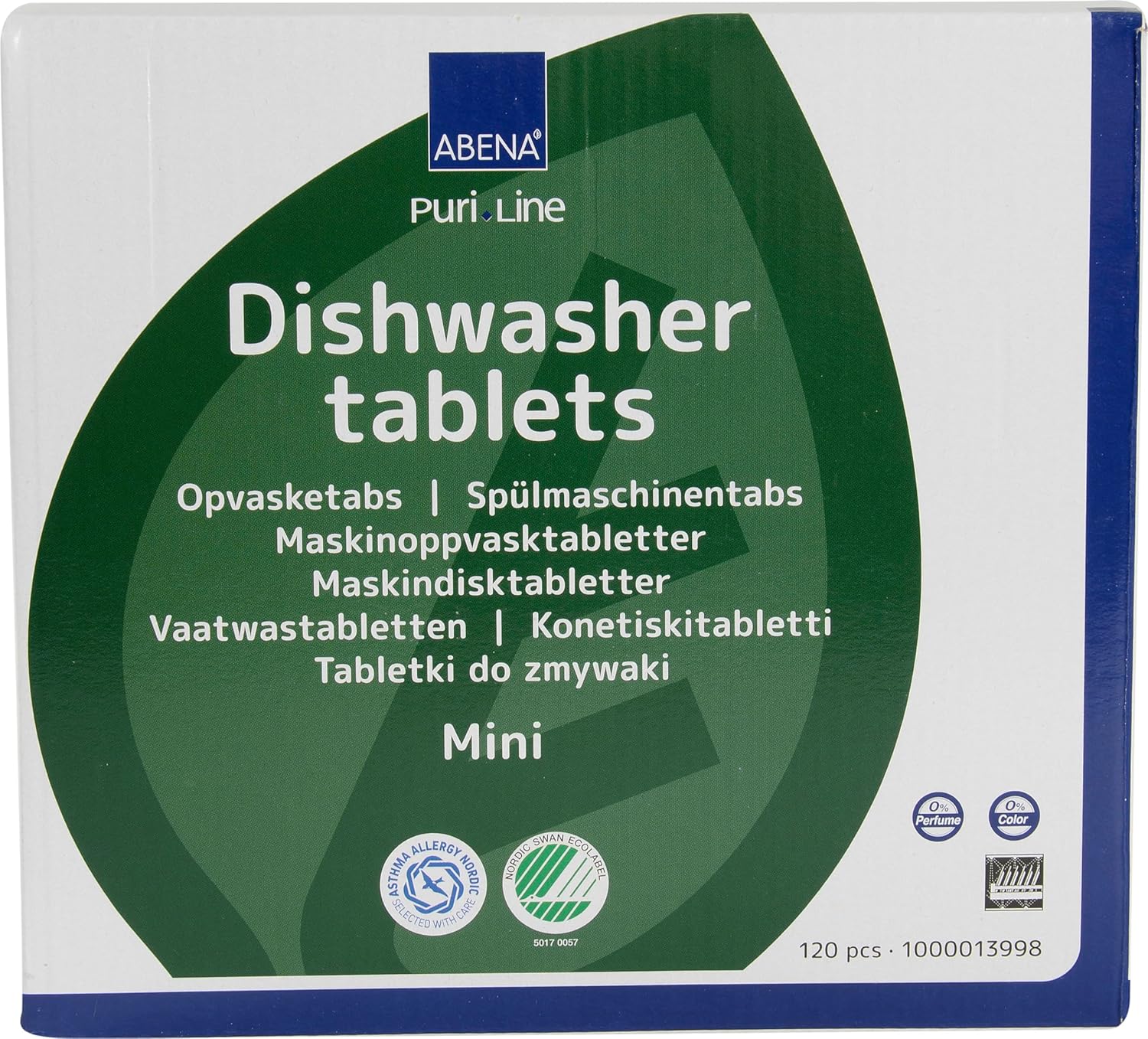ABENA PuriLine Dishwasher Tablets,120 Tabs in a Pack, Detergent Pods that's free from Chlorine, Dyes and Fragrance, Easy To Use