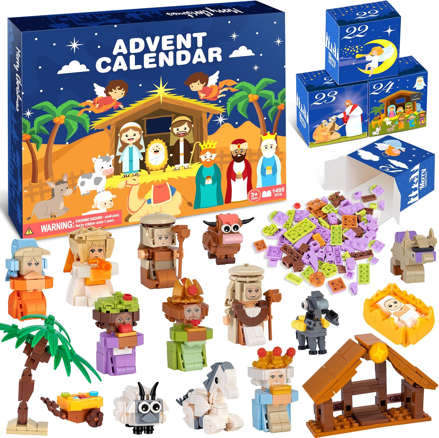 Nativity Advent Calendar 2026 Kids – 24 Days Building Blocks Kits Countdown Gifts, Christmas Stocking Stuffer Building Toys for Boys, Girls, Teens & Adults Ages 6+