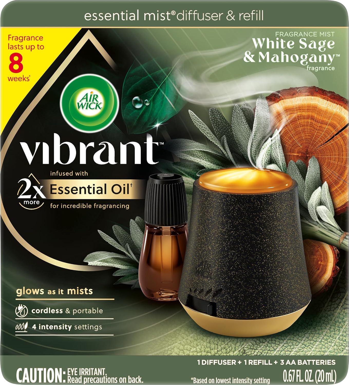 AIR WICK Essential Mist - Starter Kit White Sage & Mahogany, Air Freshener, Essential Oils
