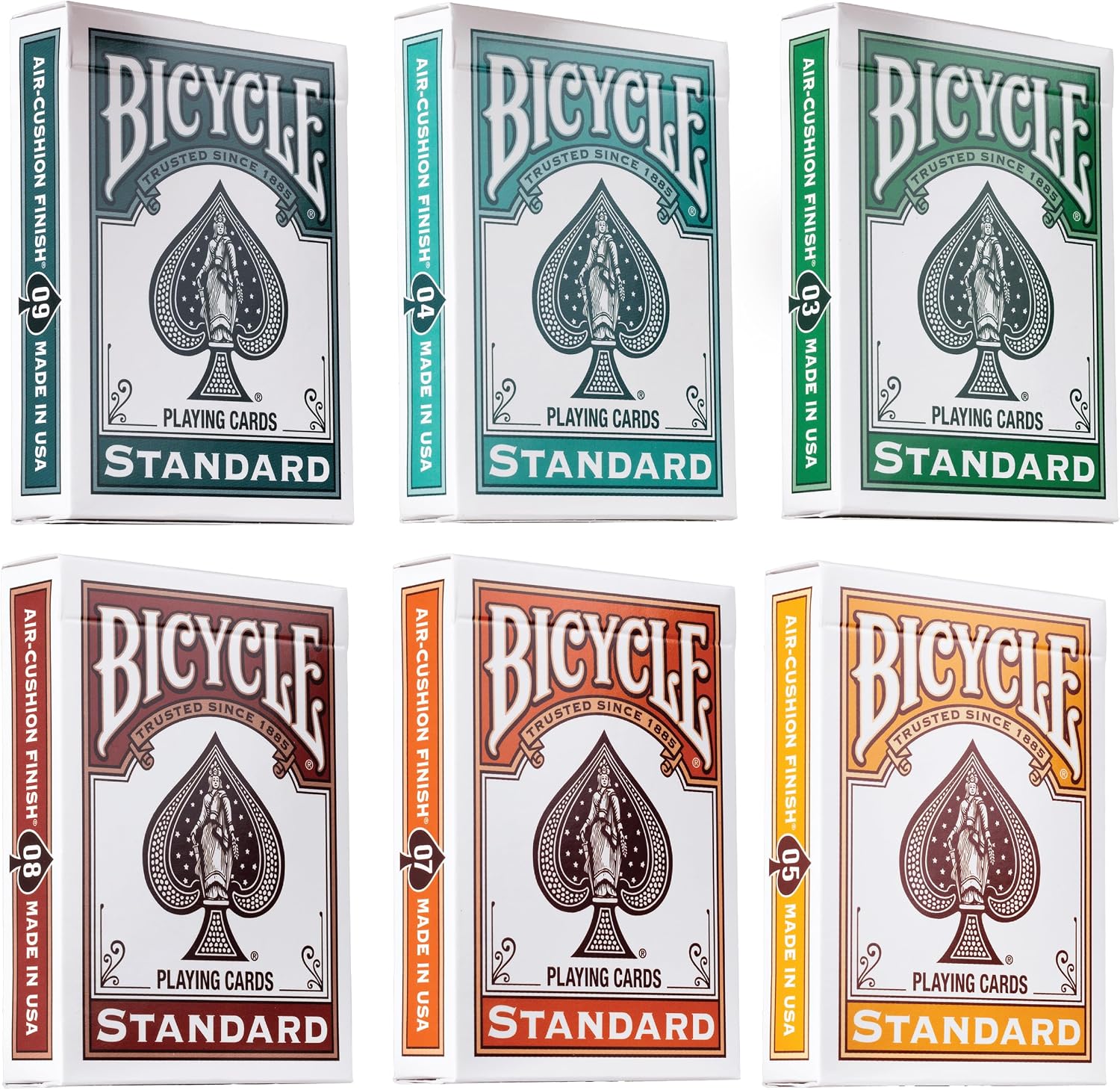 Bicycle Playing Cards 6 Deck Color Series Bundle. Collector's Bundle Including 6 Rider Back Decks in Fairway, Turquoise, Sunshine, Pumpkin, Cinnamon and Wintergreen.