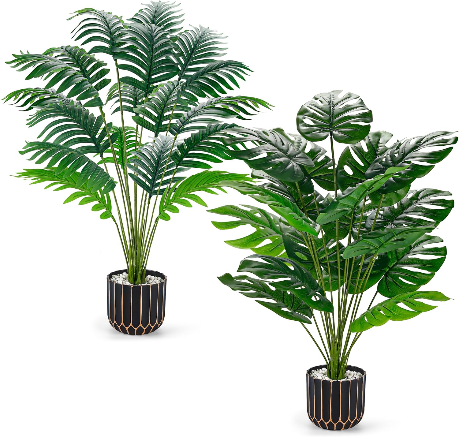 Der Rose 28" Fake Palm Tree Large Artificial Potted Monstera Plants Indoor for Home Porch Patio Living Room Bathroom Outdoor Decor