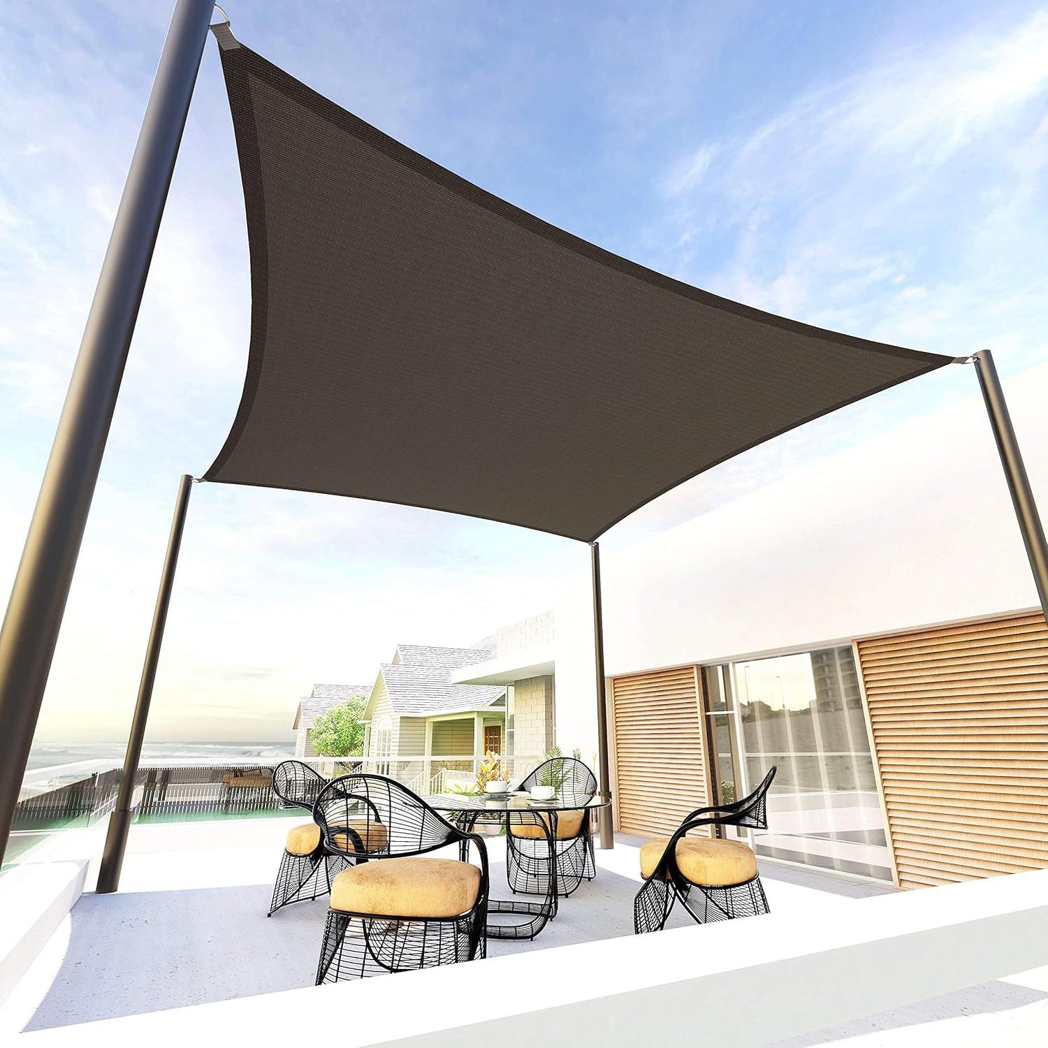 Tronssien Rectangle 10'x13' Sun Shade Sail,95% UV Blockage Canopy Awning for Outdoor Patio and Garden, Yard Activities