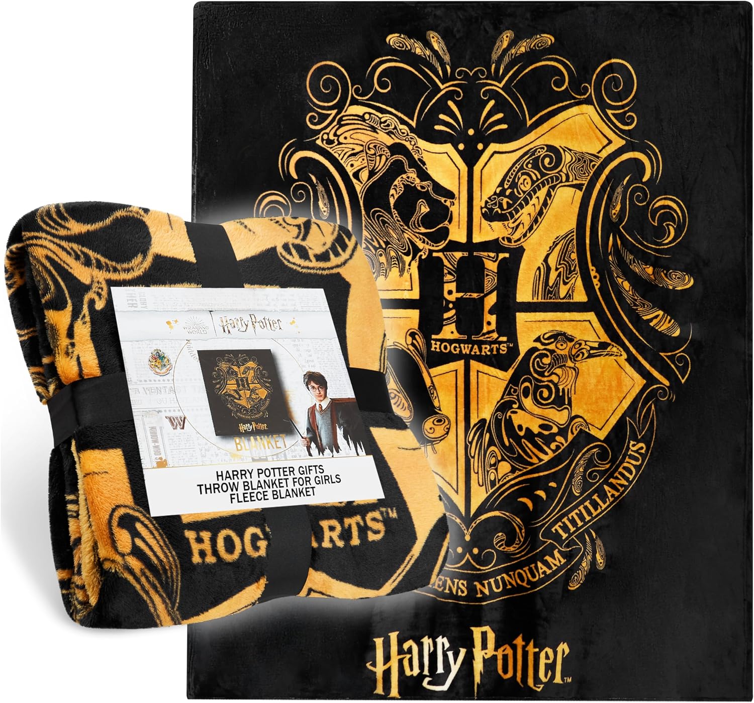 Harry Potter Fleece Throw Blanket Soft Cozy Bed Blanket Hogwarts Bedroom Decor Plush Comforter 59" x 51" for Bedroom Travel Gifts for Kids