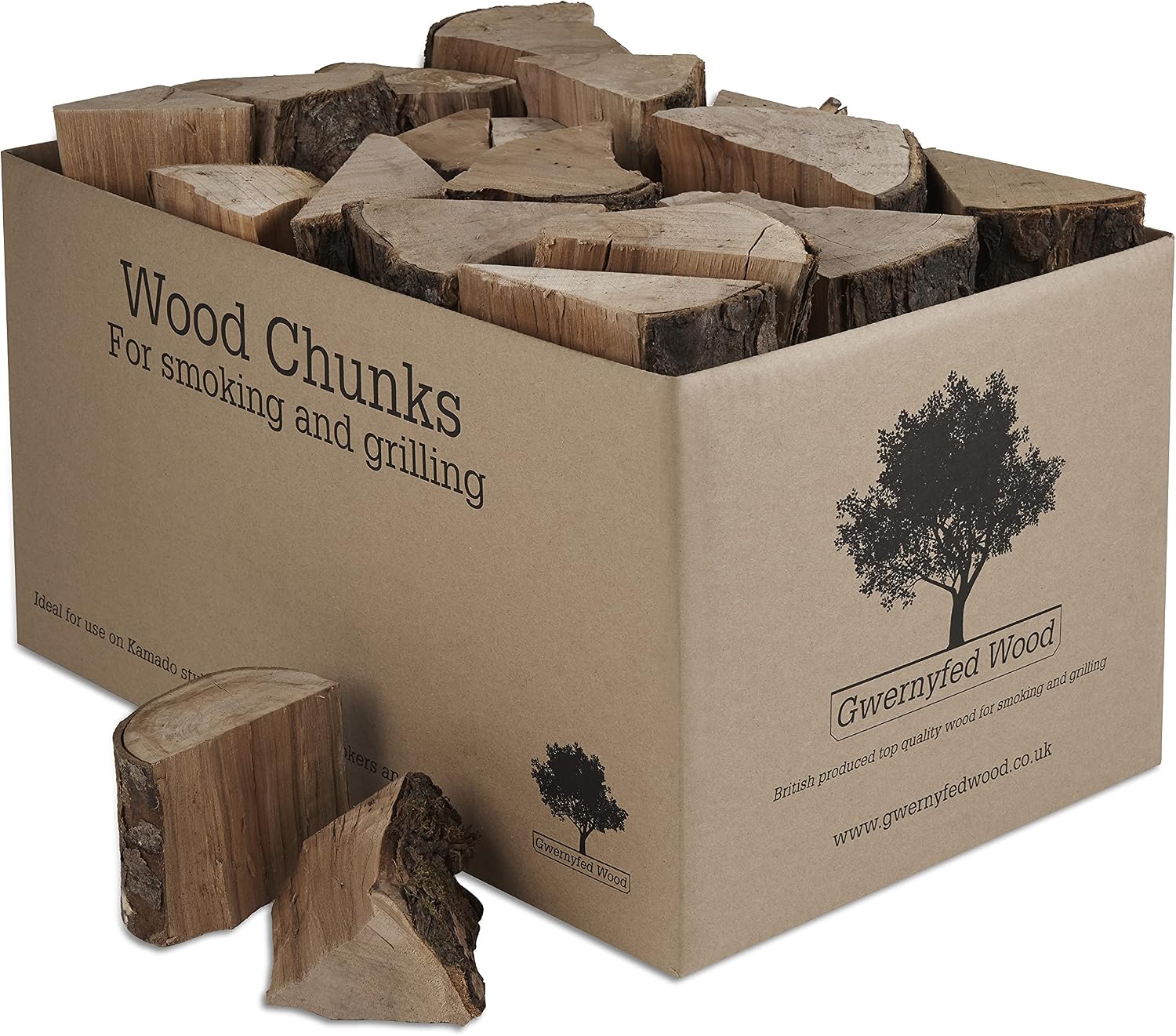 Apple Wood Chunks for Smoking Food 7-9KG - (EIGHT Great Flavours) Kiln Dried Wood - Small Chunks for Smoking Food on BBQ’s/Barbeques. Large 25 Litre Box - (Apple)